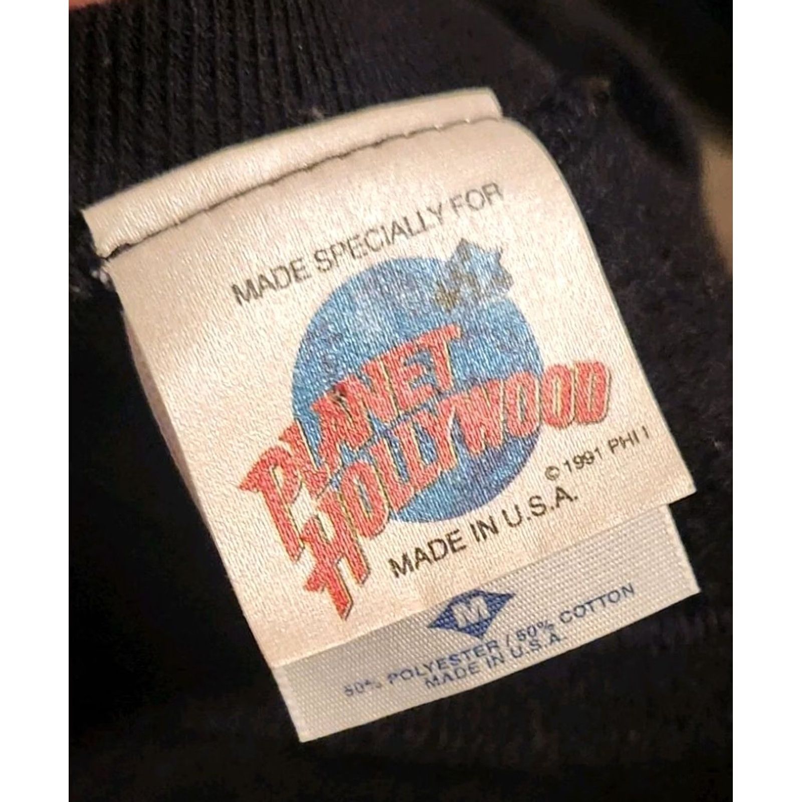 Planet Hollywood VINTAGE Sweatshirt Planet Hollywood New York Embroidered Crewneck Made US Medium Mens Black Cotton Blend Jersey 90s Heavyweight Pullover Size US M / EU 48-50 / 2 - 2 Thumbnail