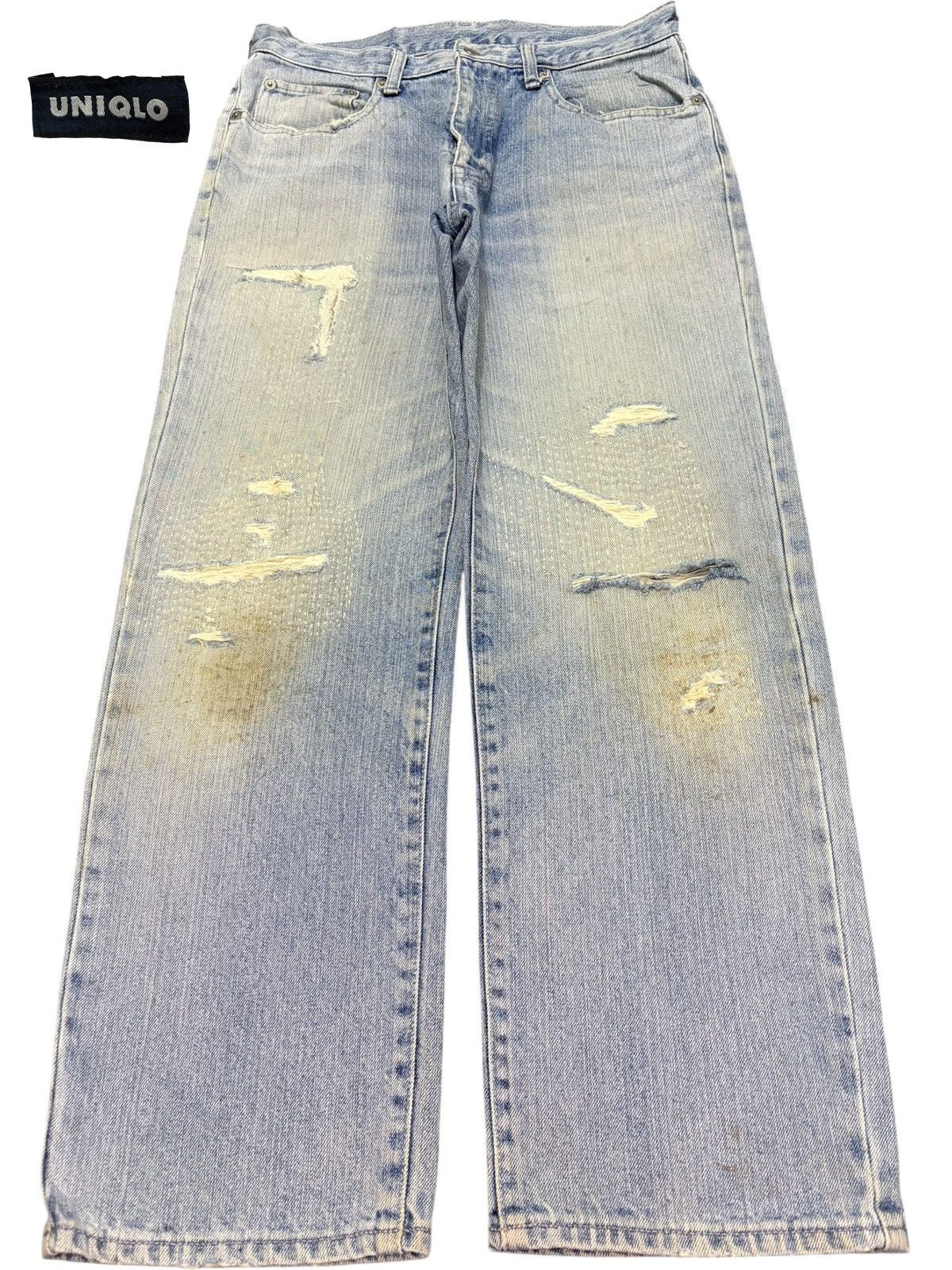 Uniqlo Vintage Japanese Uniqlo Sashiko Style Distressed Jeans Size US 30 / EU 46 - 1 Thumbnail