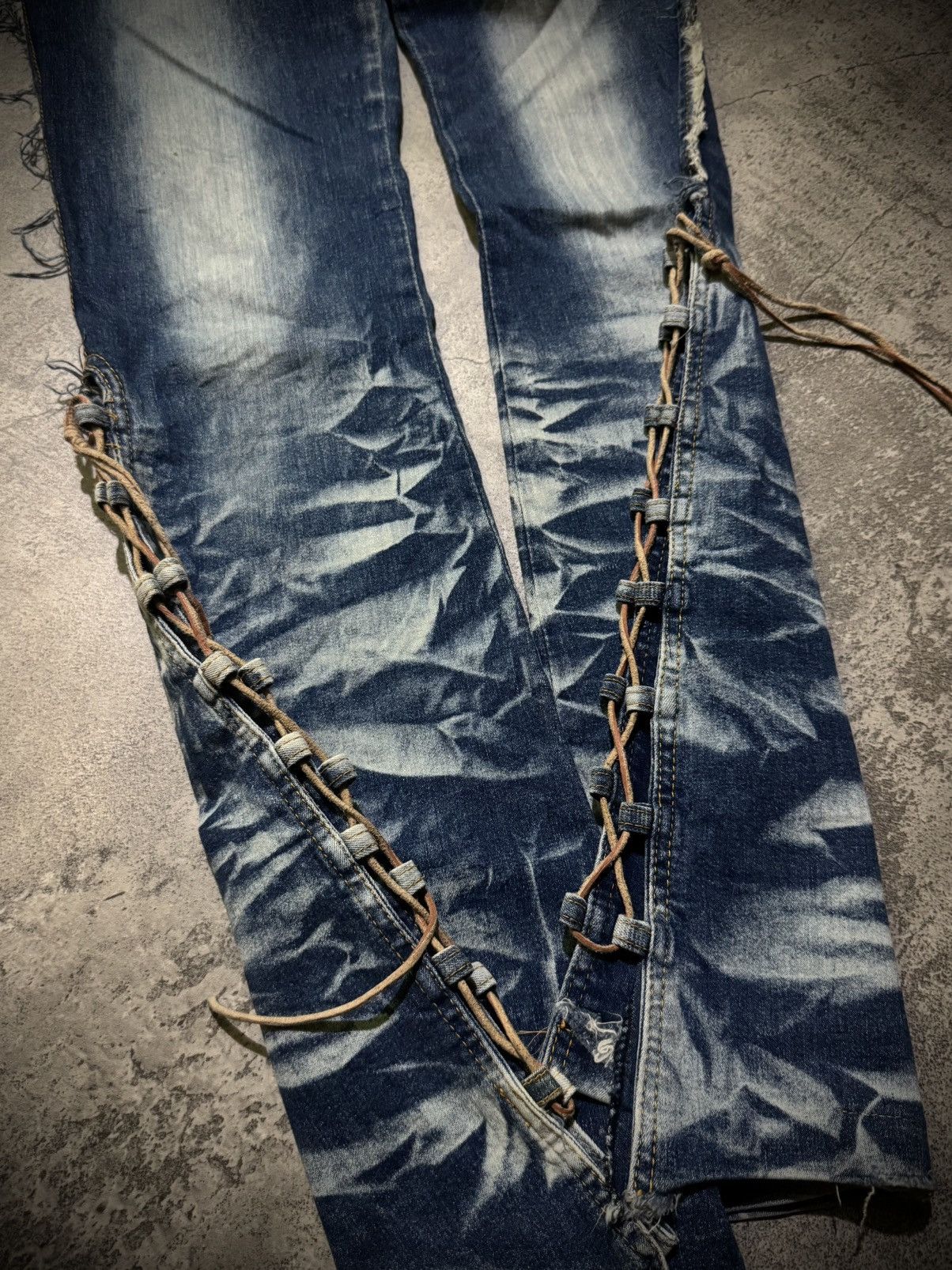 Tornado Mart Y2k Laced Ifsixwasnine Fadding Flare Jeans Size US 28 / EU 44 - 6 Thumbnail
