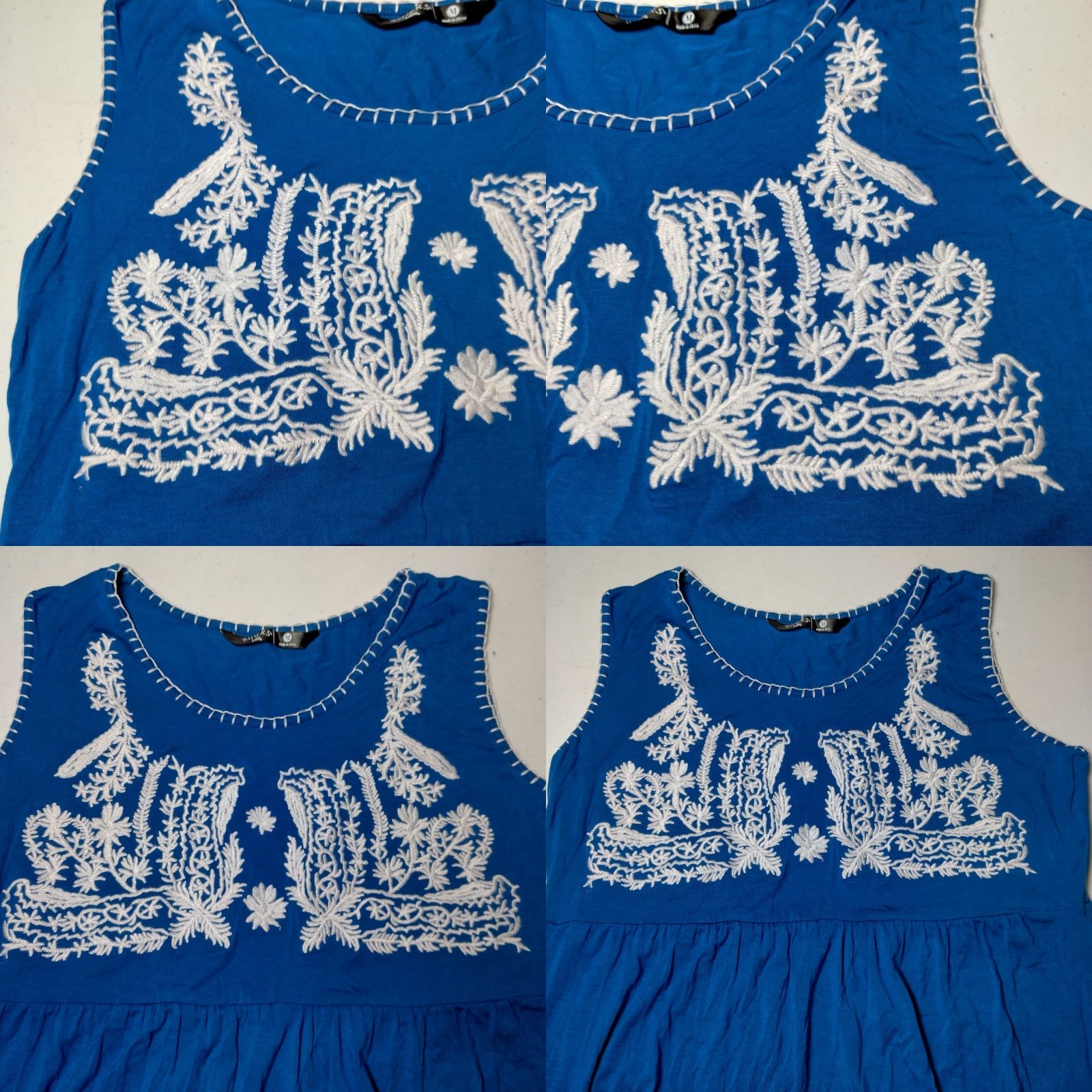 Vintage VINTAGE Riders By Lee Women's Dress Medium Sleeveless Boho Knit Embroidered Floral Royal Blue Summer Size M / US 6-8 / IT 42-44 - 8 Thumbnail