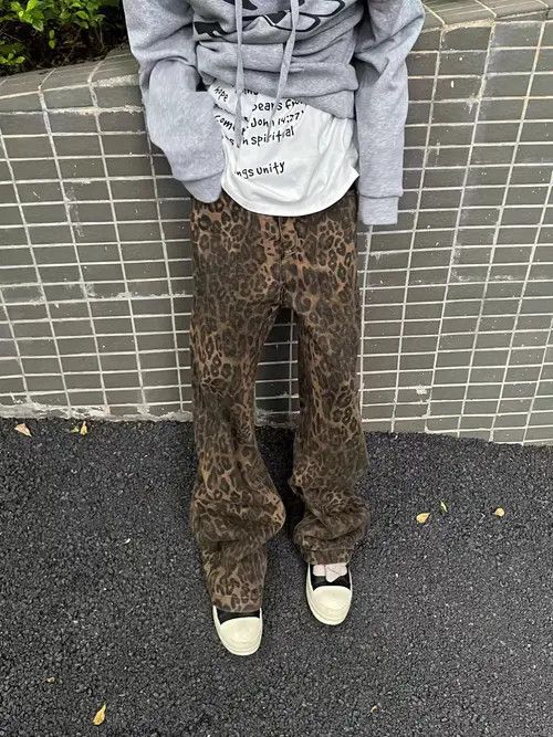 Japanese Brand Minako x Rina Leopard Print High Street Vintage Loose Jeans Size US 31 - 7 Thumbnail