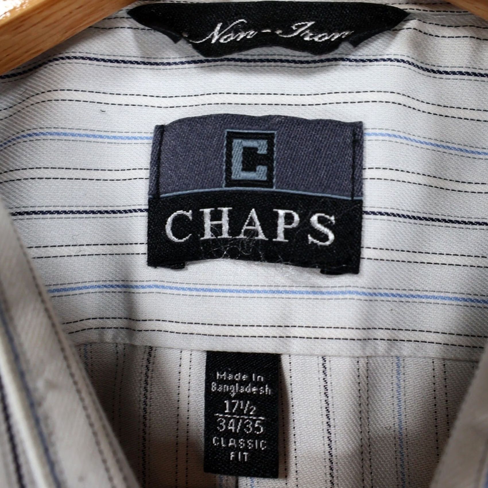 Chaps Chaps Shirt Mens 17.5 34/35 White Striped Non-Iron Classic Size US XXL / EU 58 / 5 - 7 Thumbnail