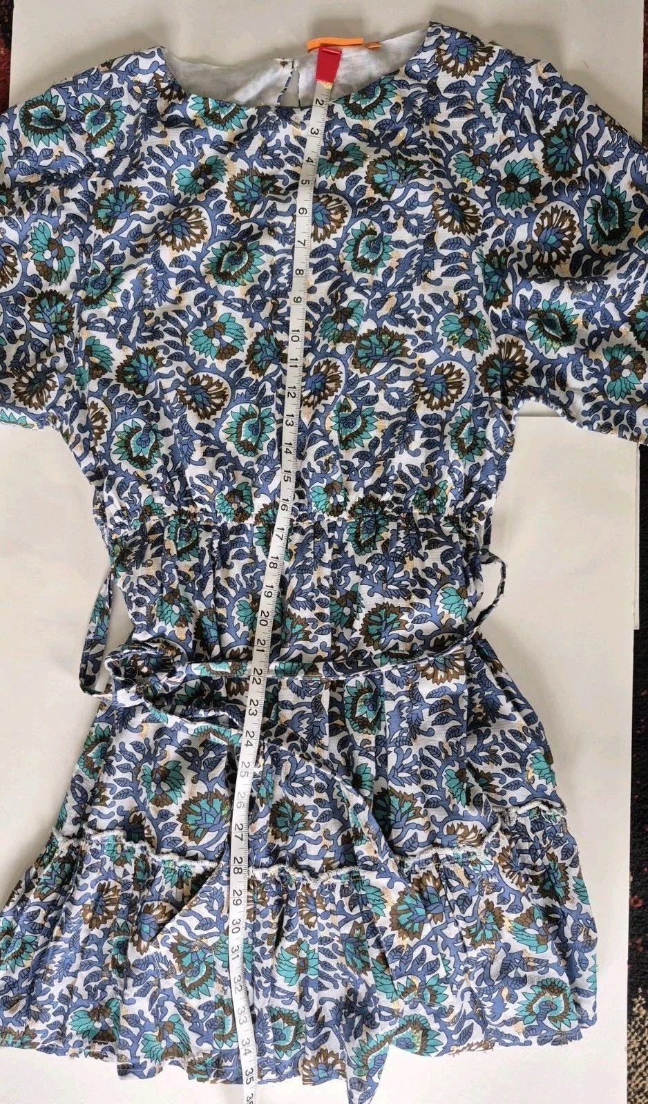 Oliphant Dress Napa Flirty Mini Blue Multi Print Long Balloon Sleeve Size M / US 6-8 / IT 42-44 - 14 Thumbnail