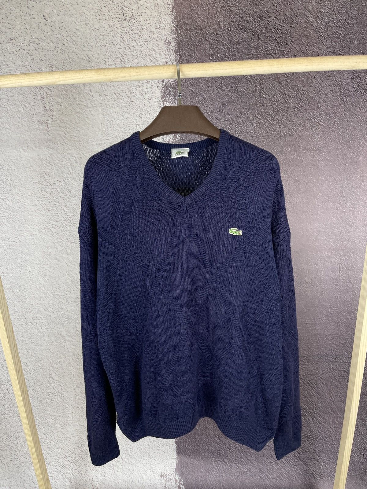 Lacoste × Vintage Lacoste vintage 90s knitwear v-neck sweater pattern logo Size US XXL / EU 58 / 5 - 2 Thumbnail