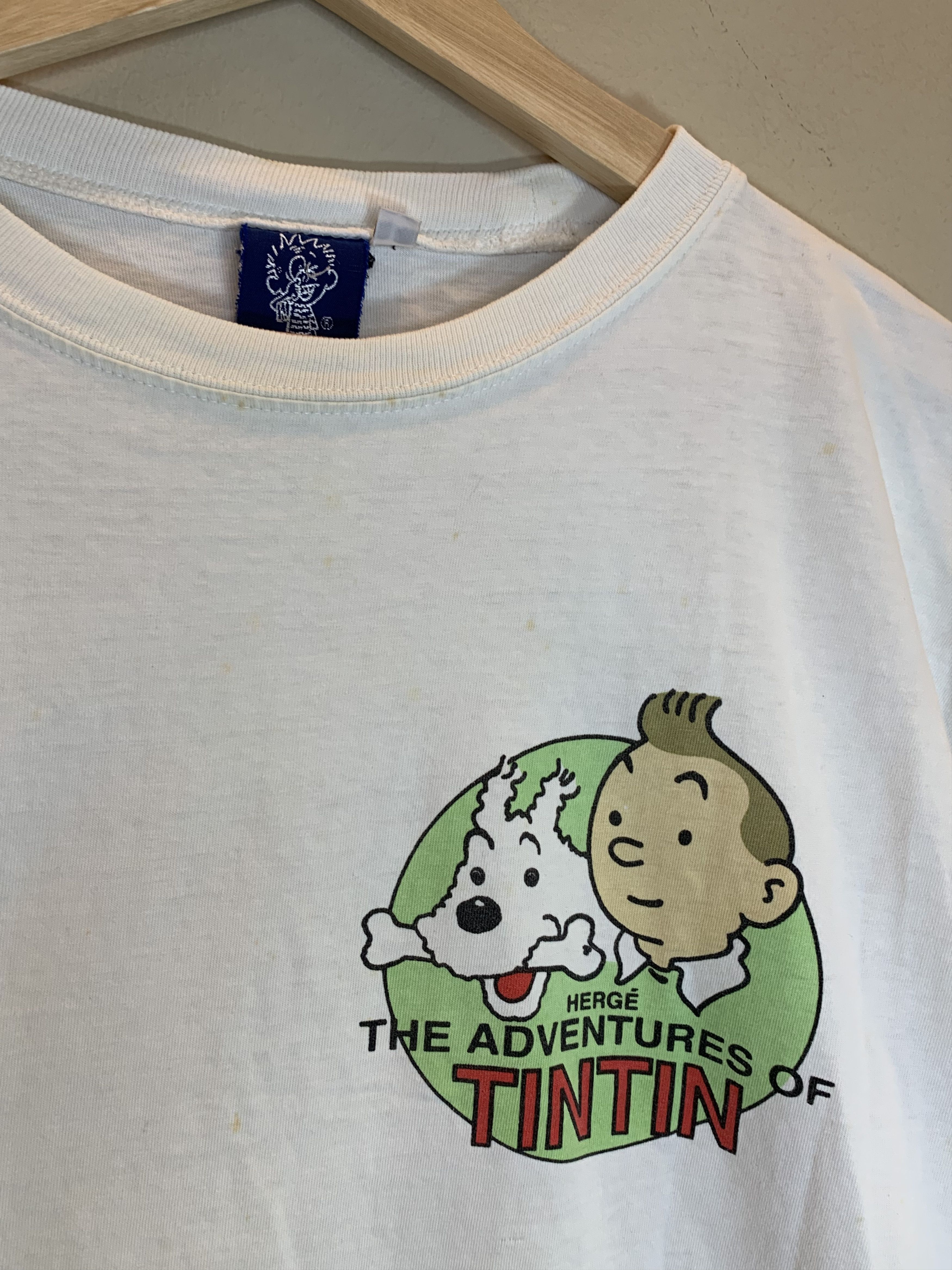 Vintage RARE* Vintage Tintin Adventures Broken Ear Comic Art T-Shirt Size US L / EU 52-54 / 3 - 4 Thumbnail