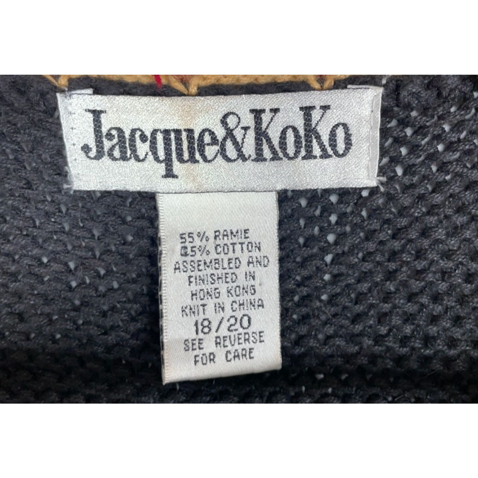 Vintage VINTAGE Jacque & Koko Floral Embroidered Sweater Vest Women's 18 / 20 Black Tassel Fringe Chunky Knit Shirt Womens Plus 90s Flower Retro Knitted Vest Size XXL / US 16-18 / IT 52-54 - 3 Thumbnail