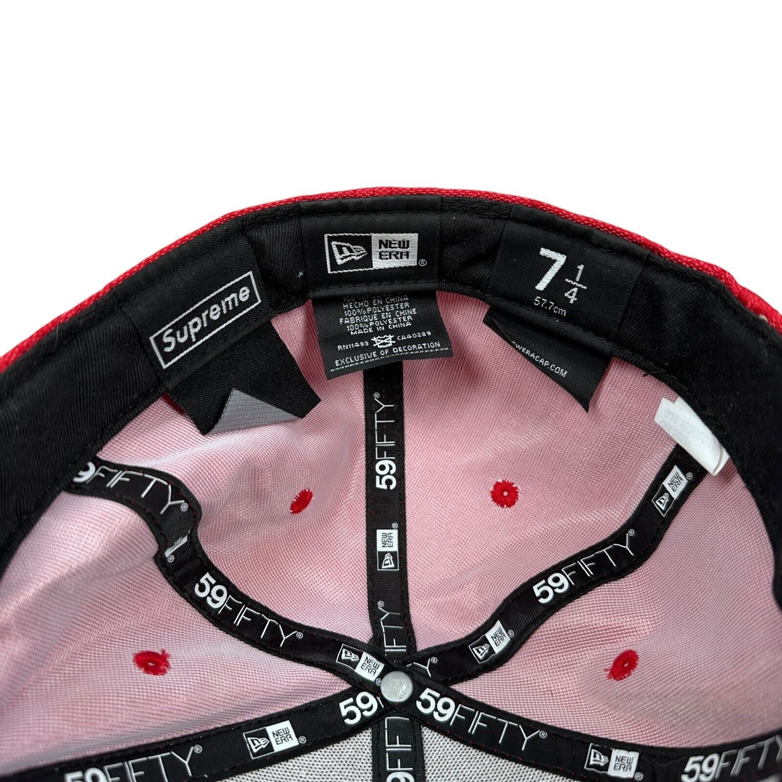 New Era Supreme Monogram Box Logo New Era Hat Men’s 7 1/4 Red Size ONE SIZE - 6 Thumbnail