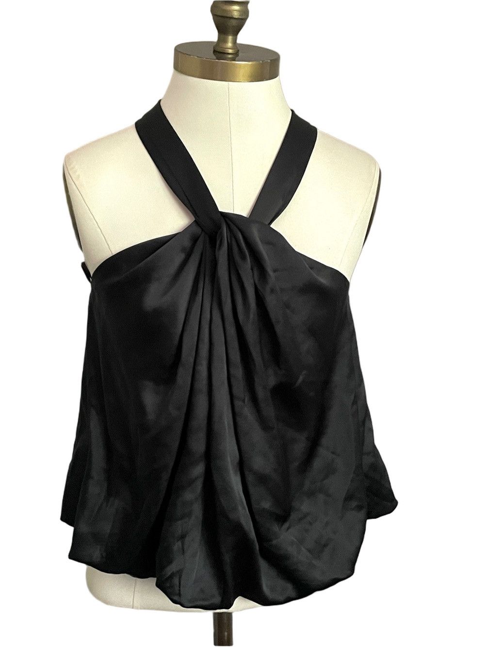 H&M Black Silk Halter Top w/ Bubble Hem - Medium, New w/ Tags Size M / US 6-8 / IT 42-44 - 2 Thumbnail