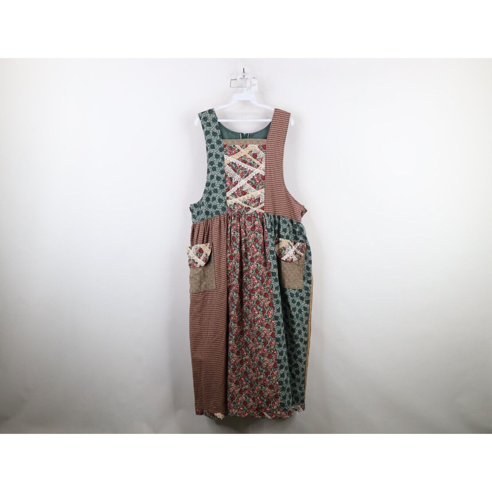 Vintage Vintage 90s Country Primitive Cottage Handmade Patch Dress Size L / US 10 / IT 46 - 1 Thumbnail