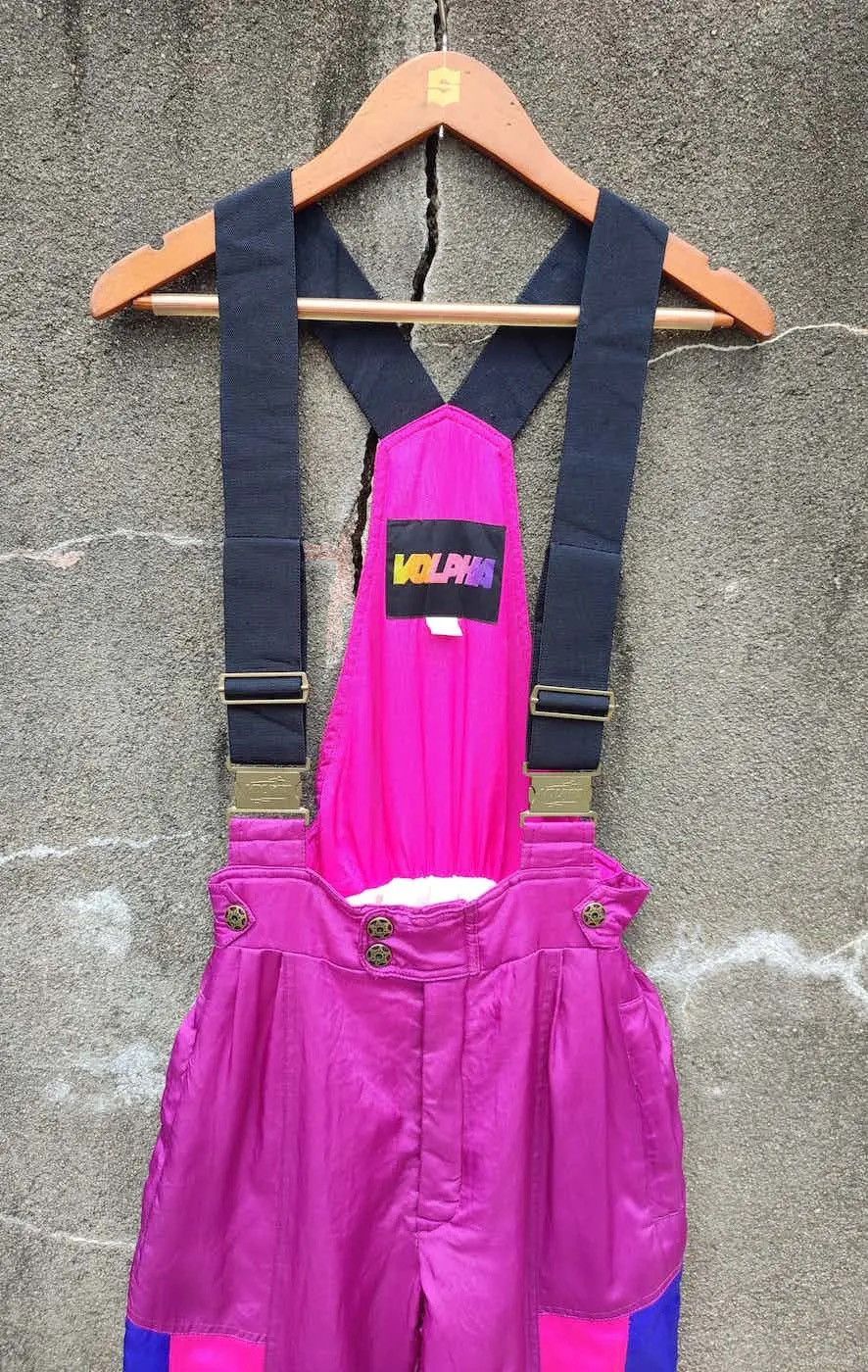 Vintage Volpha Vintage 90s Neon Purple Ski Overalls Retro Snow Pants Size US 31 - 3 Thumbnail