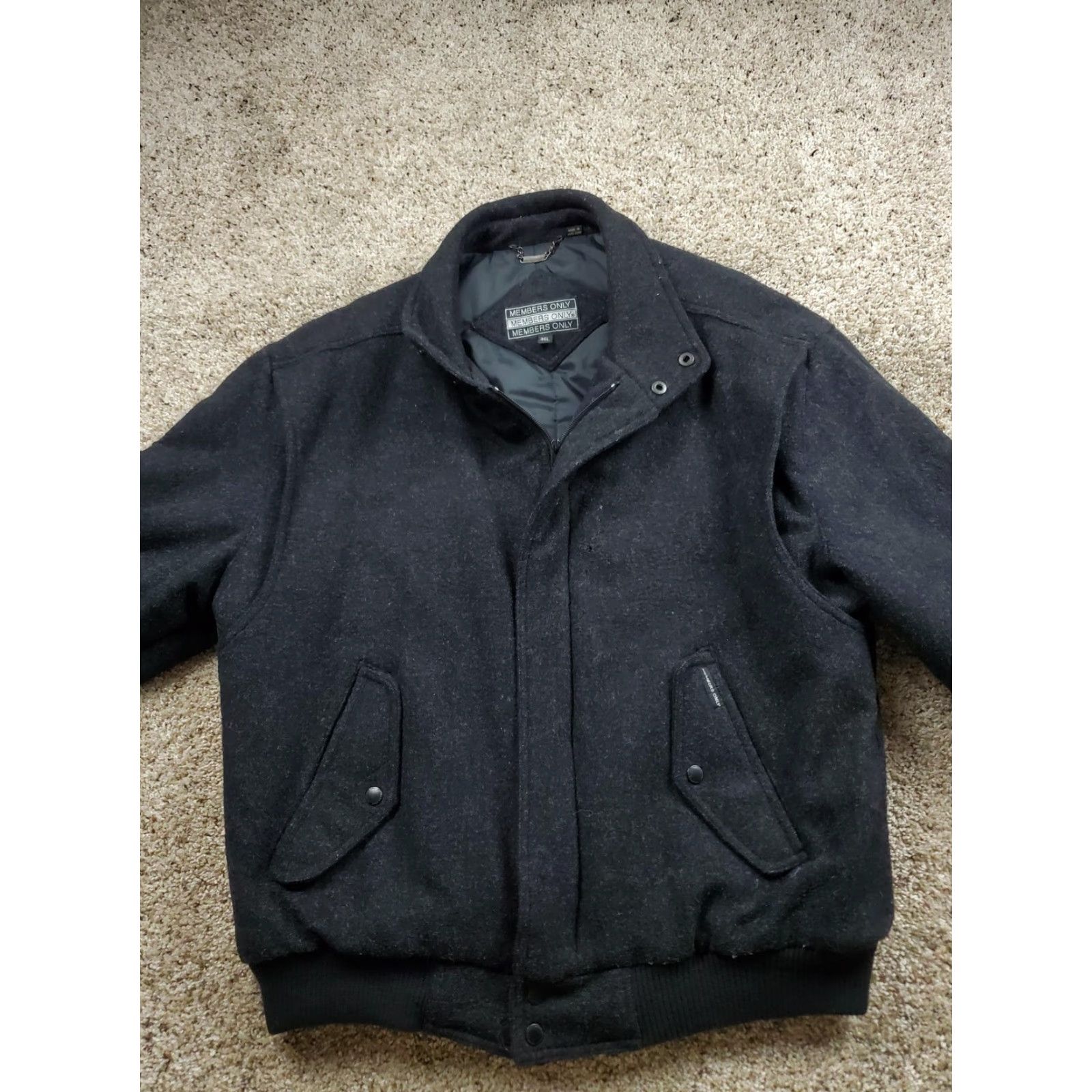 Members Only VINTAGE Members Only Jacket Mens 46L Black Wool Bomber Coat Full Zip 80s Size US S / EU 44-46 / 1 - 7 Thumbnail