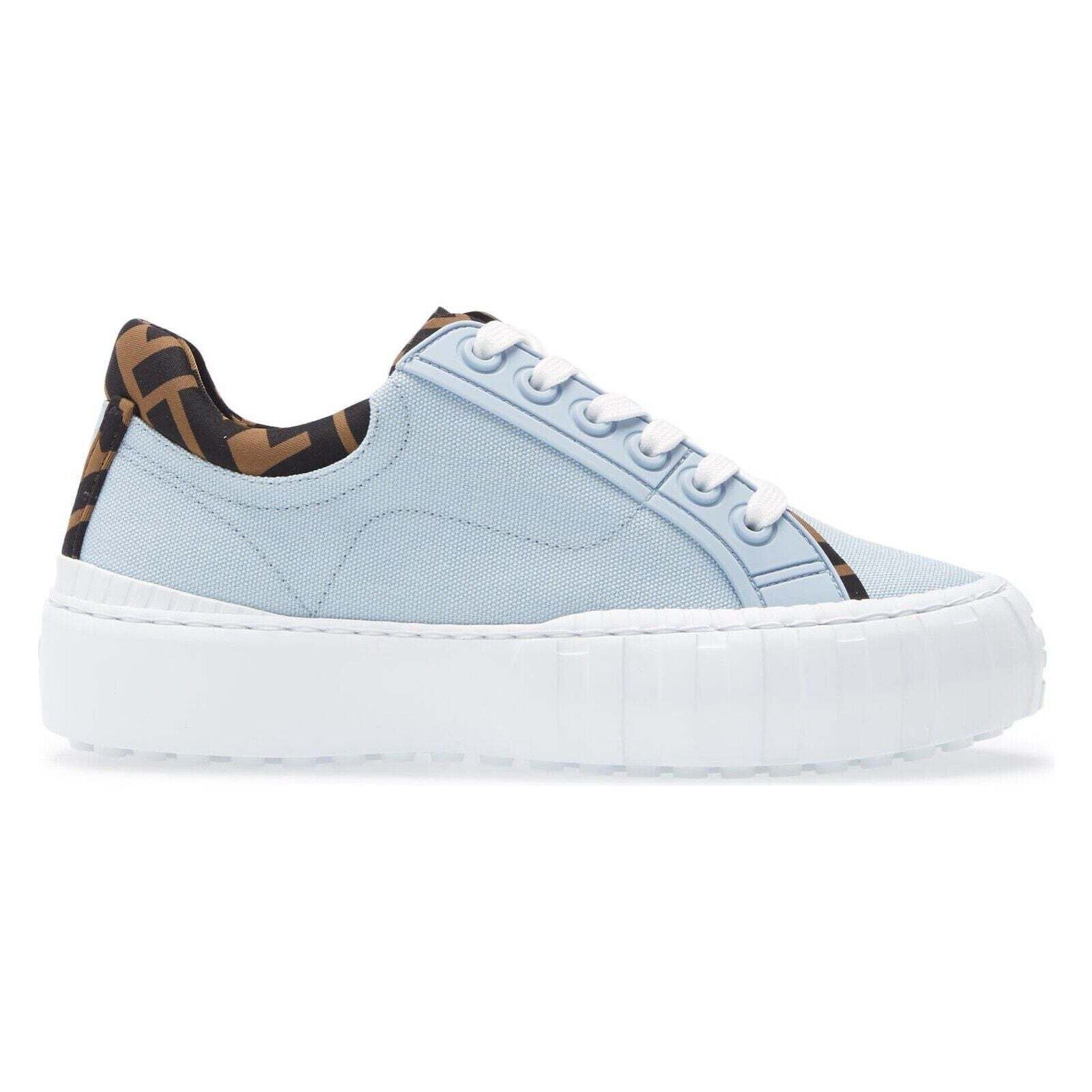 Fendi Fendi Force Blue Canvas White Platform Low Top Sneaker 35.5 Size US 5.5 / IT 35.5 - 1 Thumbnail