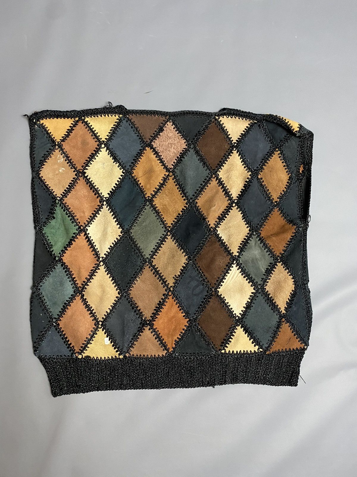 Other Vintage 80s Women’s Leather Top Argyle Diamond Pattern M/L Size M / US 6-8 / IT 42-44 - 21 Thumbnail