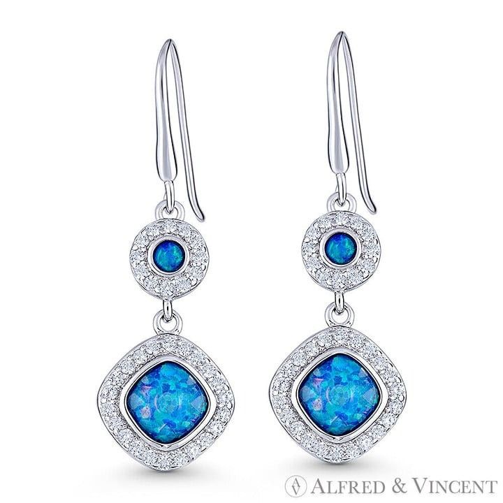 Other Blue Lab-Created Opal CZ Crystal Danglinng Earrings Size ONE SIZE - 1 Preview