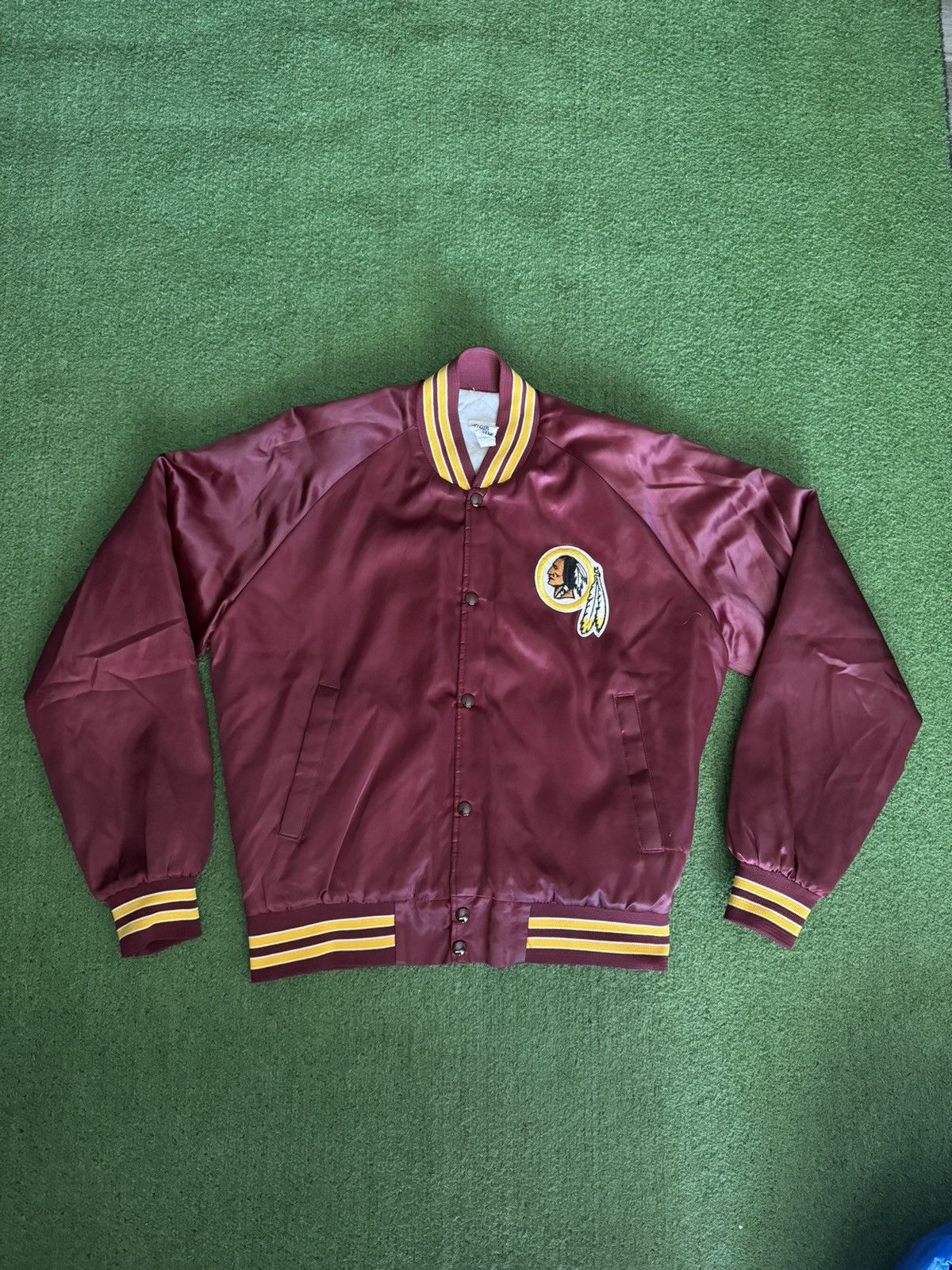 image of Chalk Line x Vintage 80's Washington Redskins Nfl Football Bomber Jacket in Red Burgundy (Size Larg