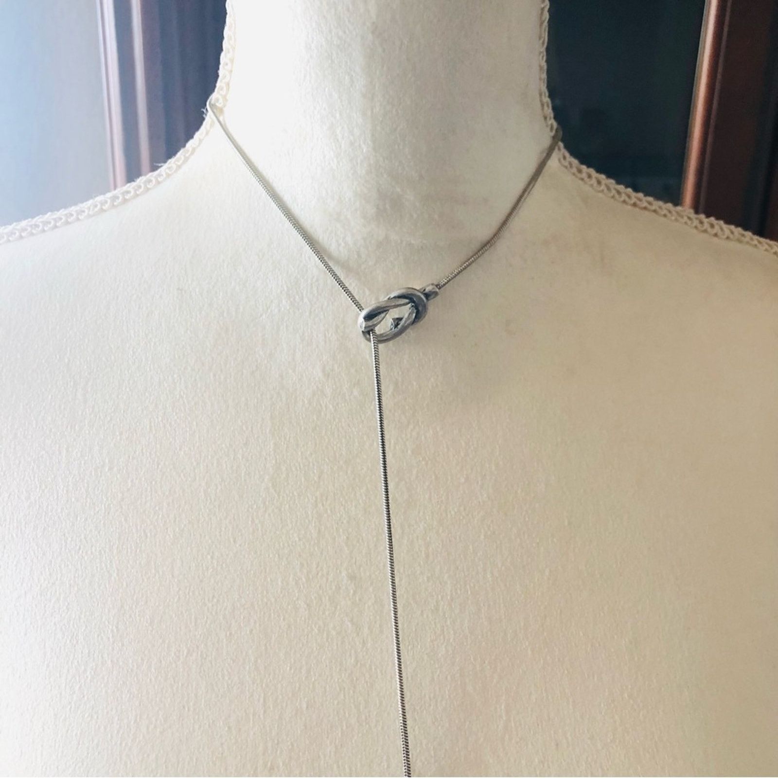 Vintage Vintage silver knot lariat snake chain slider necklace Size ONE SIZE - 5 Thumbnail