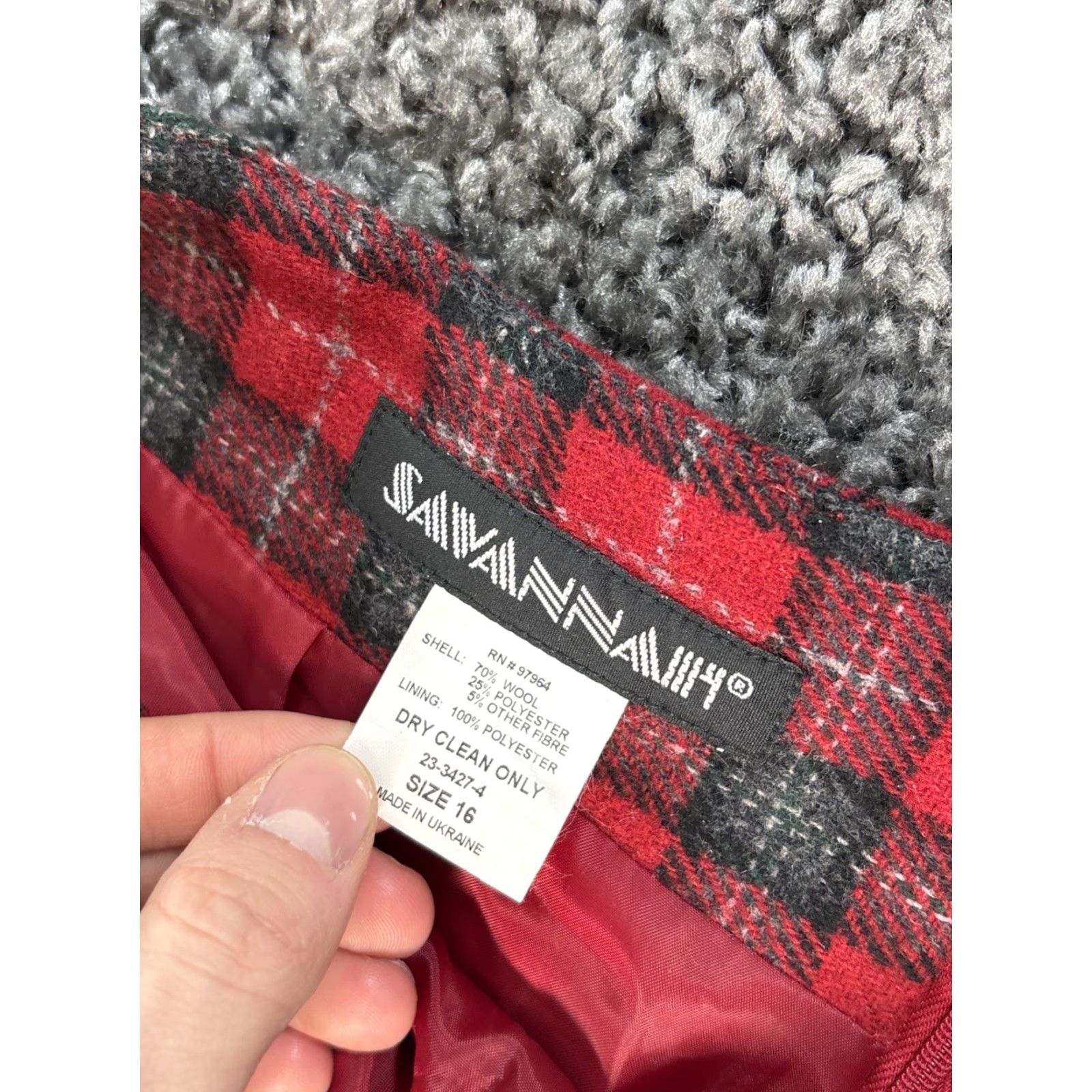 Vintage VINTAGE Savannah Skirt Women Midi Wool Red Buffalo Plaid 90s Tweed Pencil Lined Size 16 Size 38" / US 16 / IT 52 - 5 Thumbnail