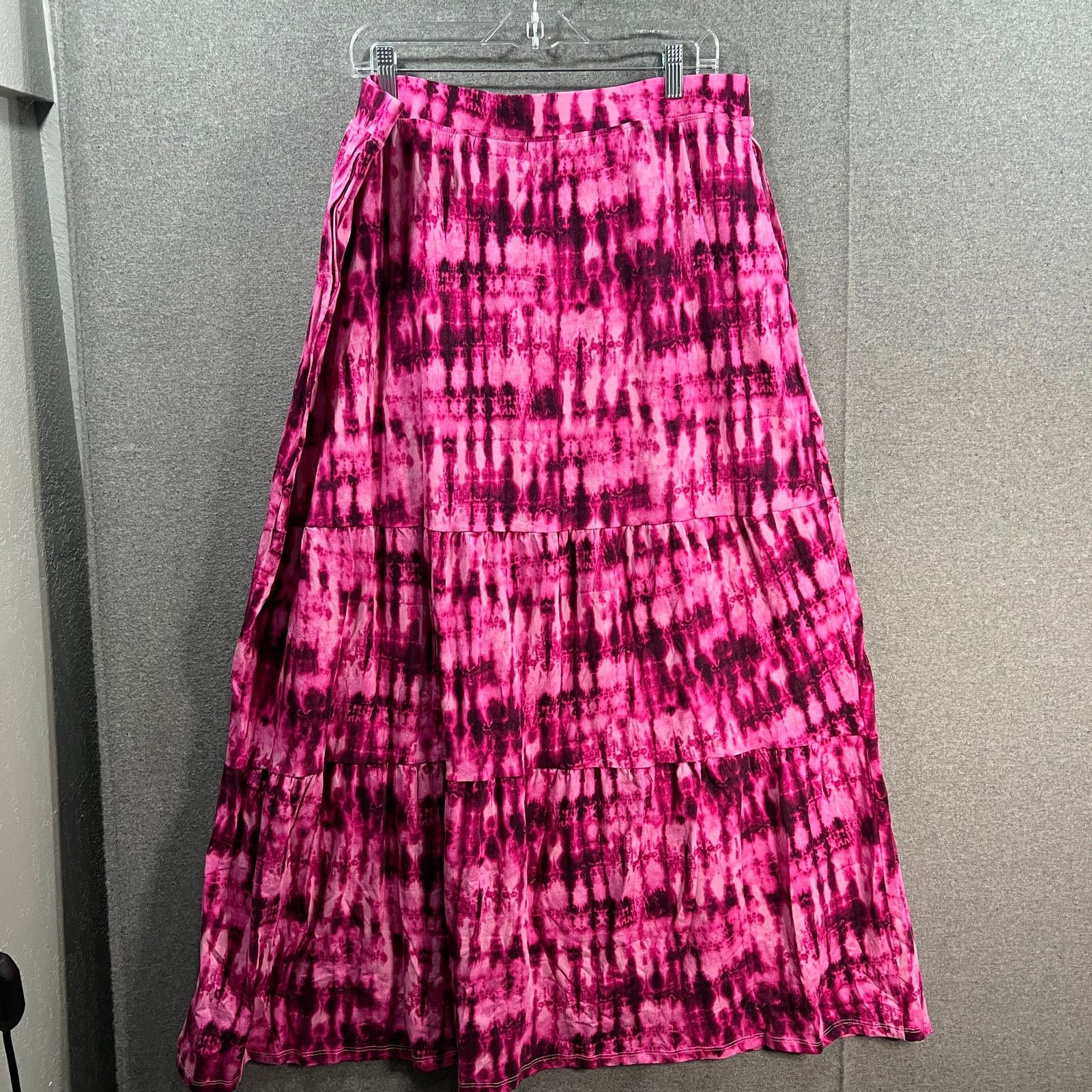 Other Denim & Co. By the Beach Jersey tered Maxi Skirt Berry Size 35" - 2 Thumbnail
