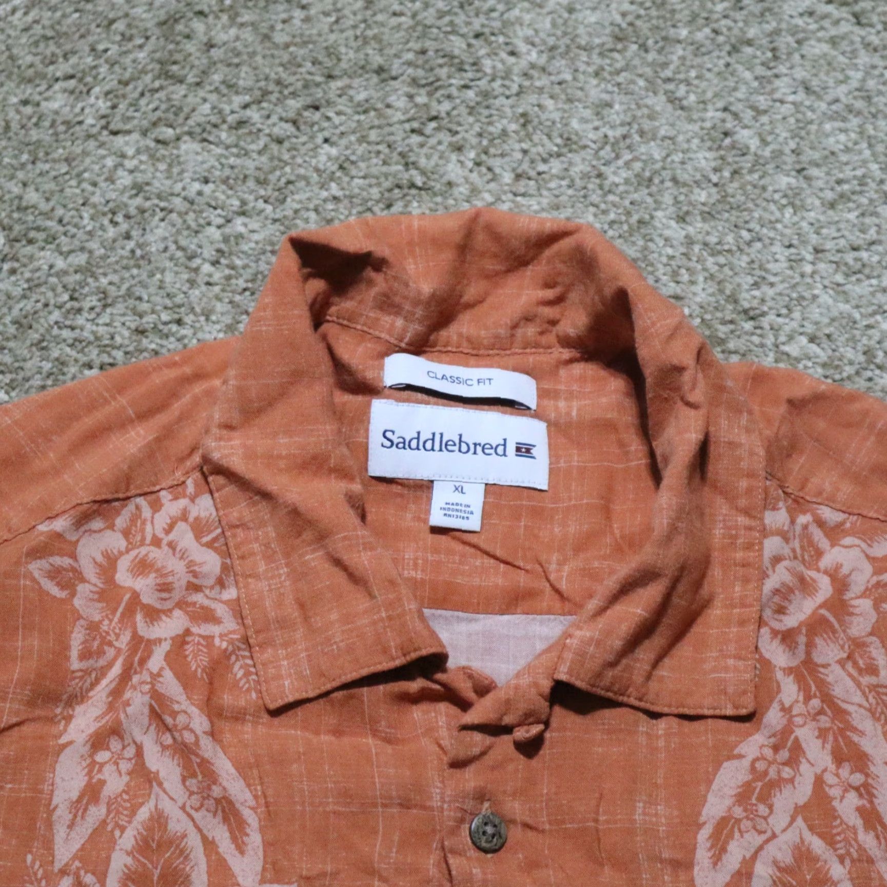 Vintage Saddlebred Shirt Men XL Orange Plaid Short Sleeve Button-Up Front Pocketed Easy Care Size US XL / EU 56 / 4 - 2 Thumbnail