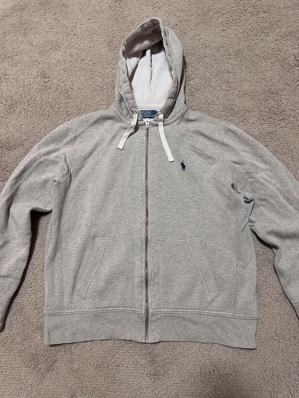 Polo Ralph Lauren Vintage 90s Polo Ralph Lauren grey zip hoodie Y2K size L Size US L / EU 52-54 / 3 - 3 Thumbnail