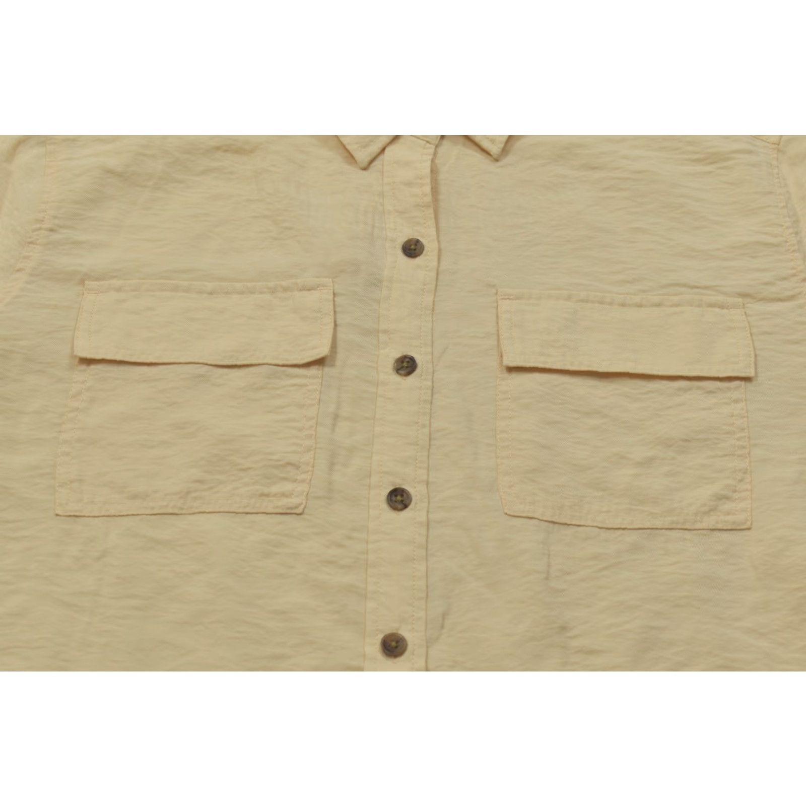 Banana Republic Banana Republic Shirt Petite XS Yellow Button Down Safari Utility Rayon Blend Long Sleeve Casual Womens Size XS / US 0-2 / IT 36-38 - 7 Thumbnail