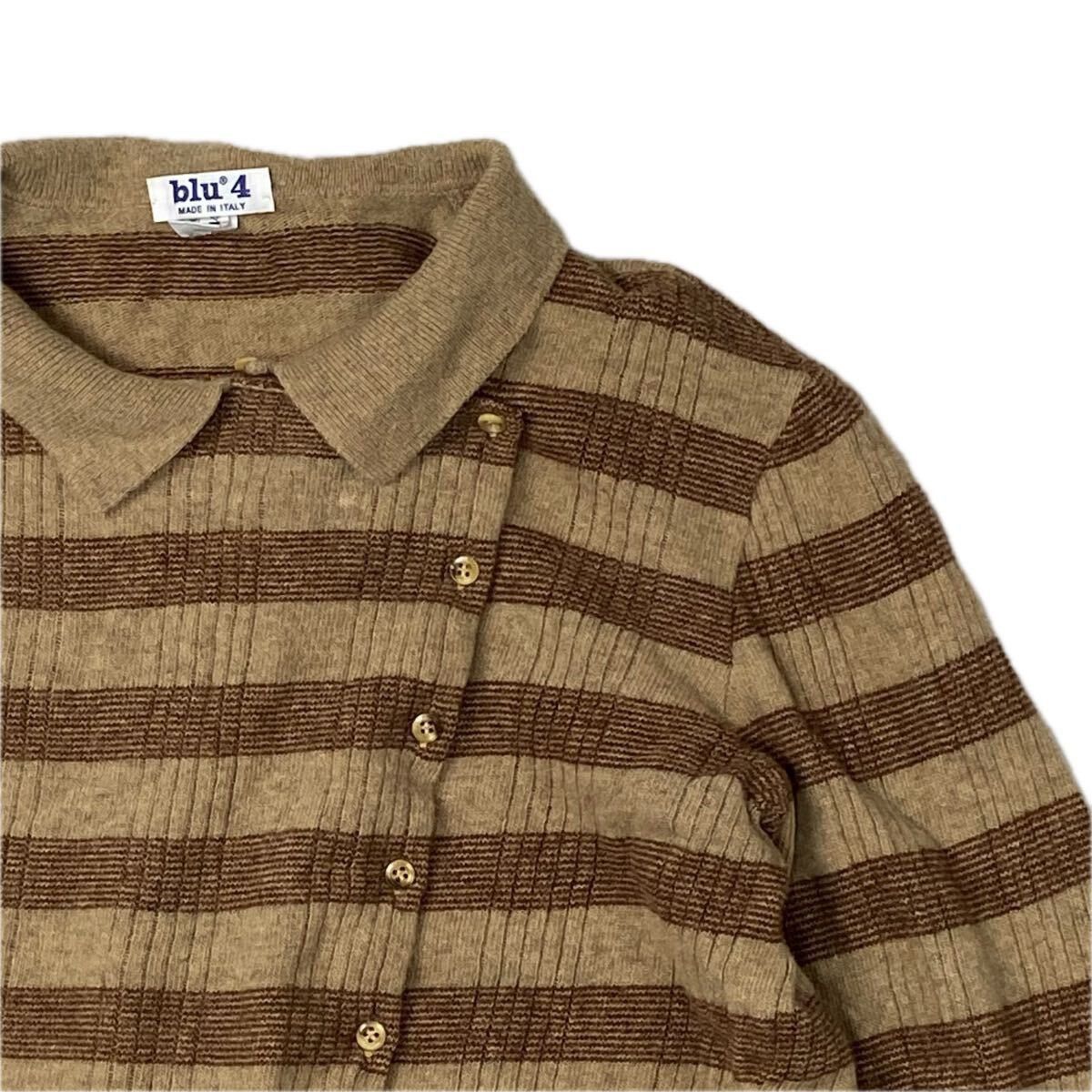 Italian fencing Shirt Cardigan Striped Wool Collared y2k