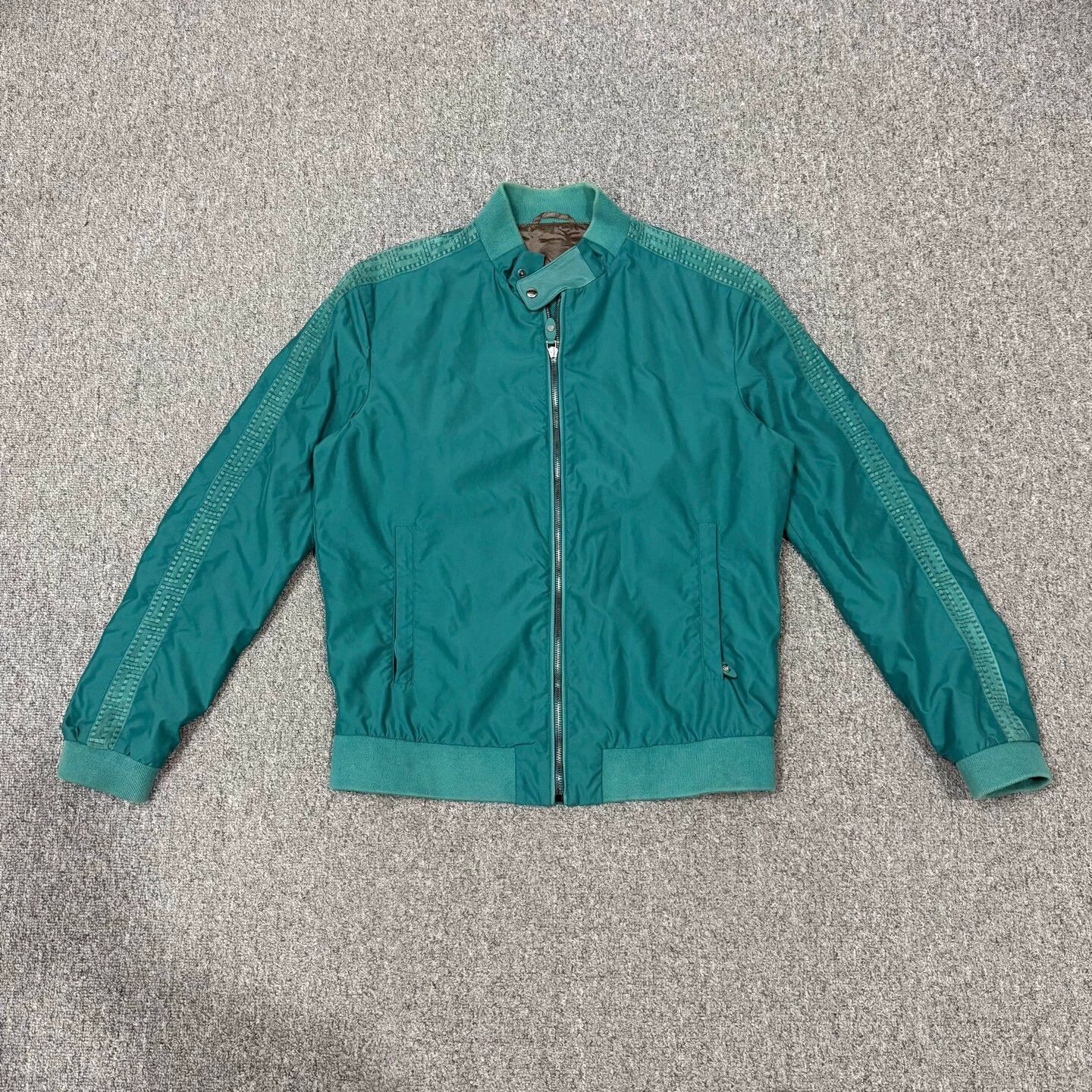 Versace Versace Teal Collar Leather Nylon Jacket 48 9/10 Size US M / EU 48-50 / 2 - 1 Thumbnail