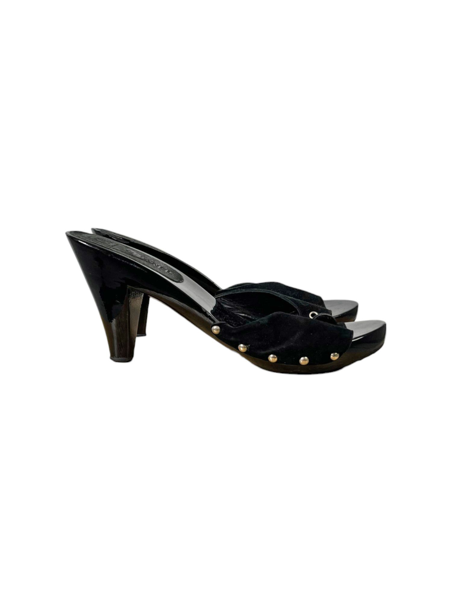 Chanel by Karl Lagerfield 2000's Leather Metal "CC" Logo Clogs Size US 9 / IT 39 - 2 Thumbnail