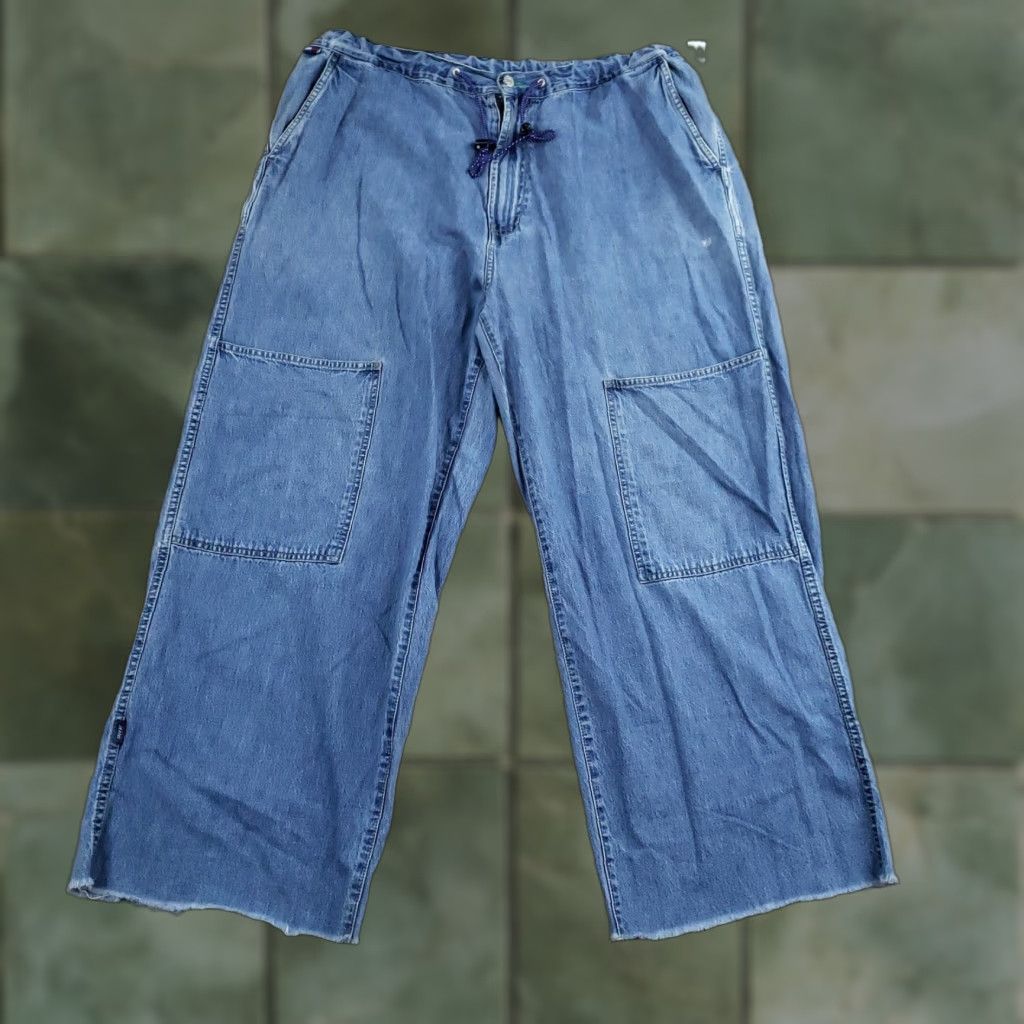 Tommy Hilfiger VINTAGE Tommy Hilfiger Jeans Men 40x32 Blue Wide Leg Baggy Drawstring Distressed Size US 40 / EU 56 - 1 Thumbnail