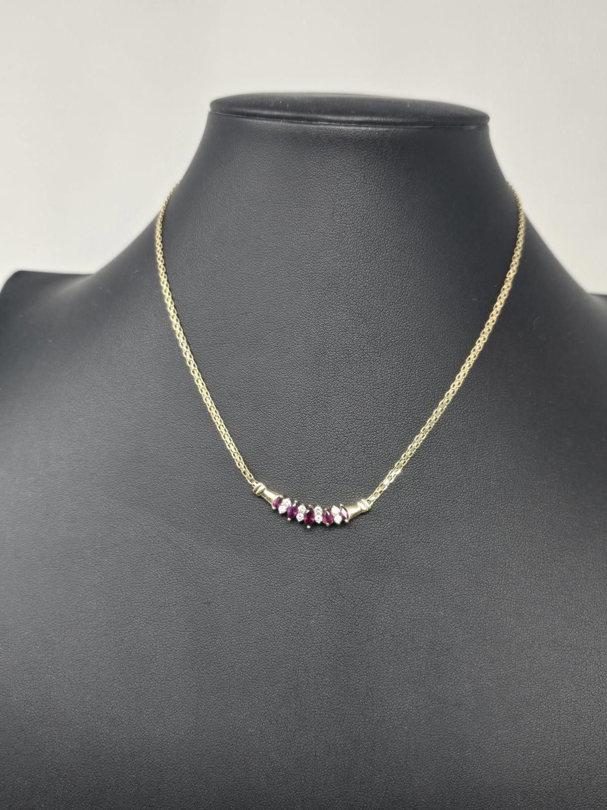 The Unbranded Brand 14k Gold 1.46ctw Natural Ruby & Diamond Cluster Necklace 16" Size ONE SIZE - 3 Thumbnail