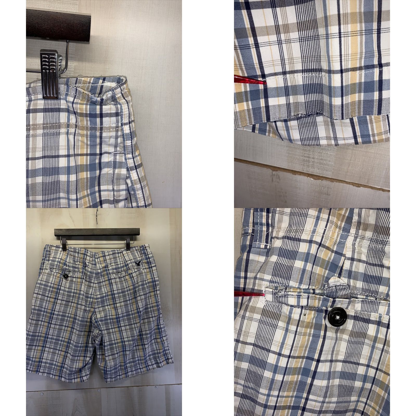 American Eagle Outfitters VINTAGE American Eagle Mens Plaid Distressed Flat Front Shorts Size 36-6119 Size US 36 / EU 52 - 8 Thumbnail