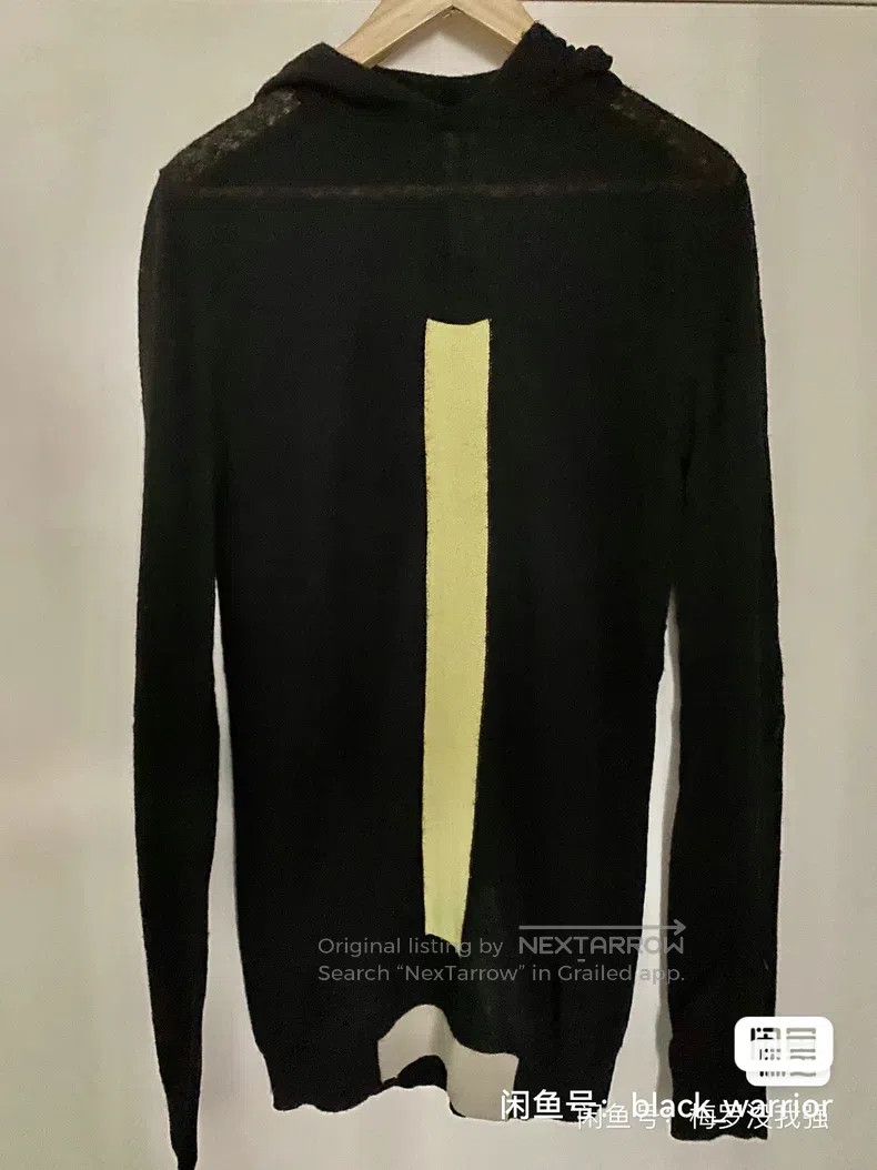 RICK OWENS Main line classic black hooded pure wool knitte