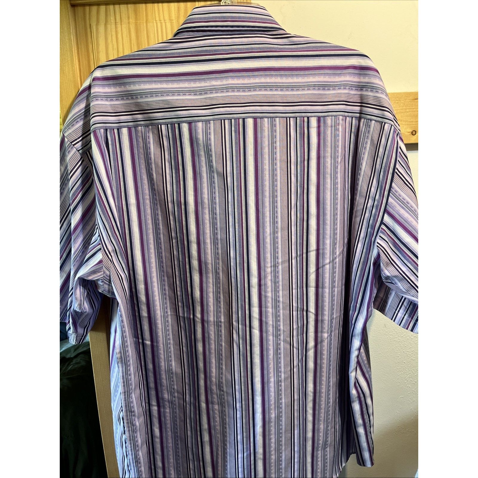 Enro ENRO Vintage Men’s XL Purple Striped SS Button Cotton Shirt Size US L / EU 52-54 / 3 - 8 Thumbnail