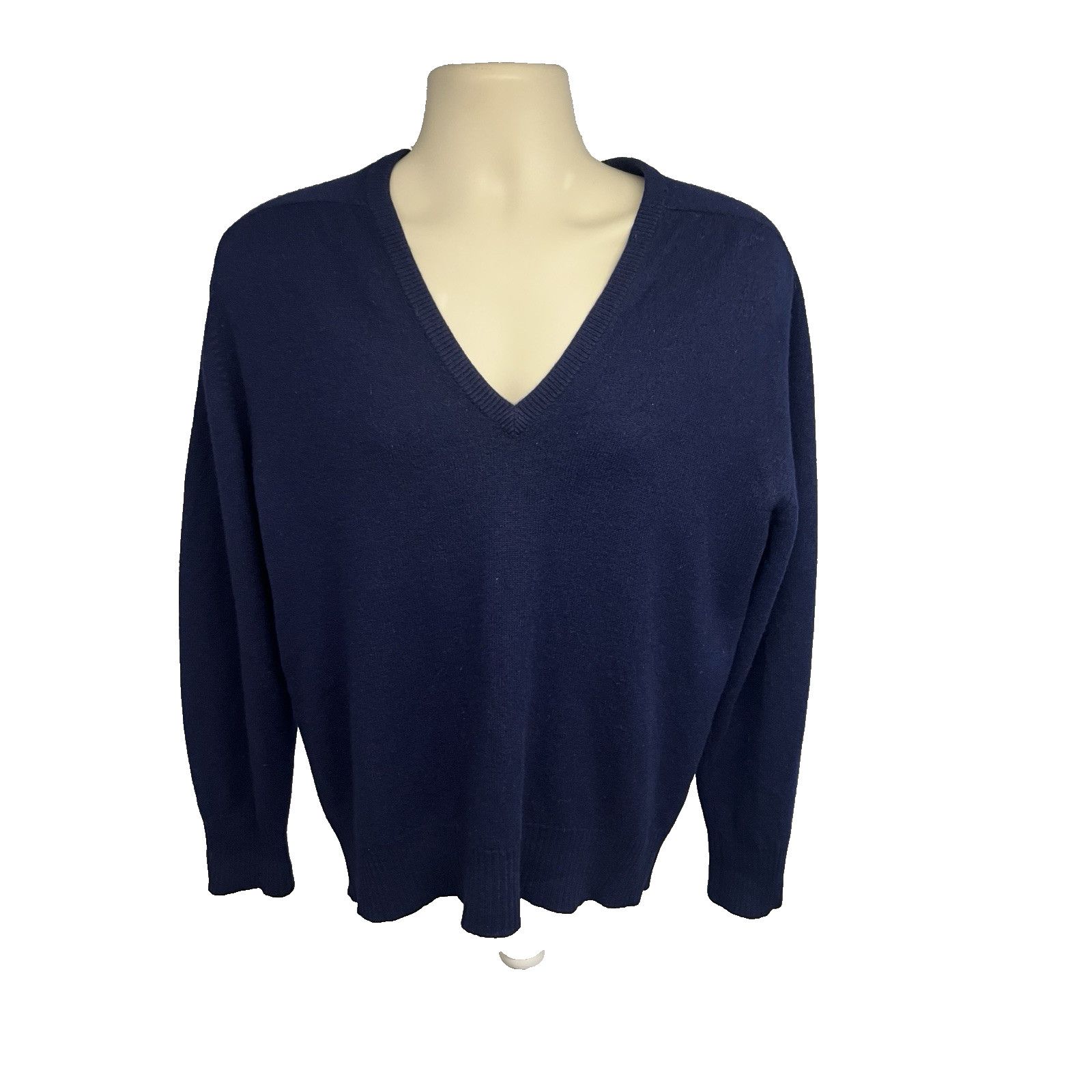 I. Magnin Vintage Blue Scottish Cashmere Pullover V-Neck Sweater Large Size US L / EU 52-54 / 3 - 1 Thumbnail