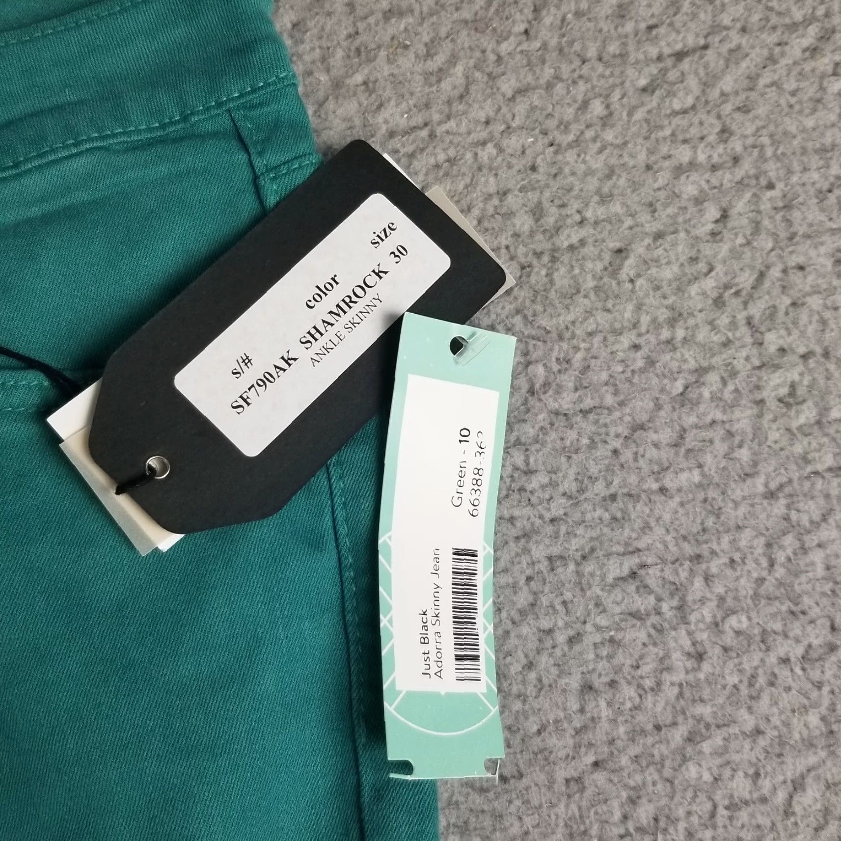 Denime JUST BLACK Denim Womens 30 Adorra Green Shamrock Stretch Skinny Jeans USA NWT Violet Size 30" / US 8 / IT 44 - 3 Thumbnail