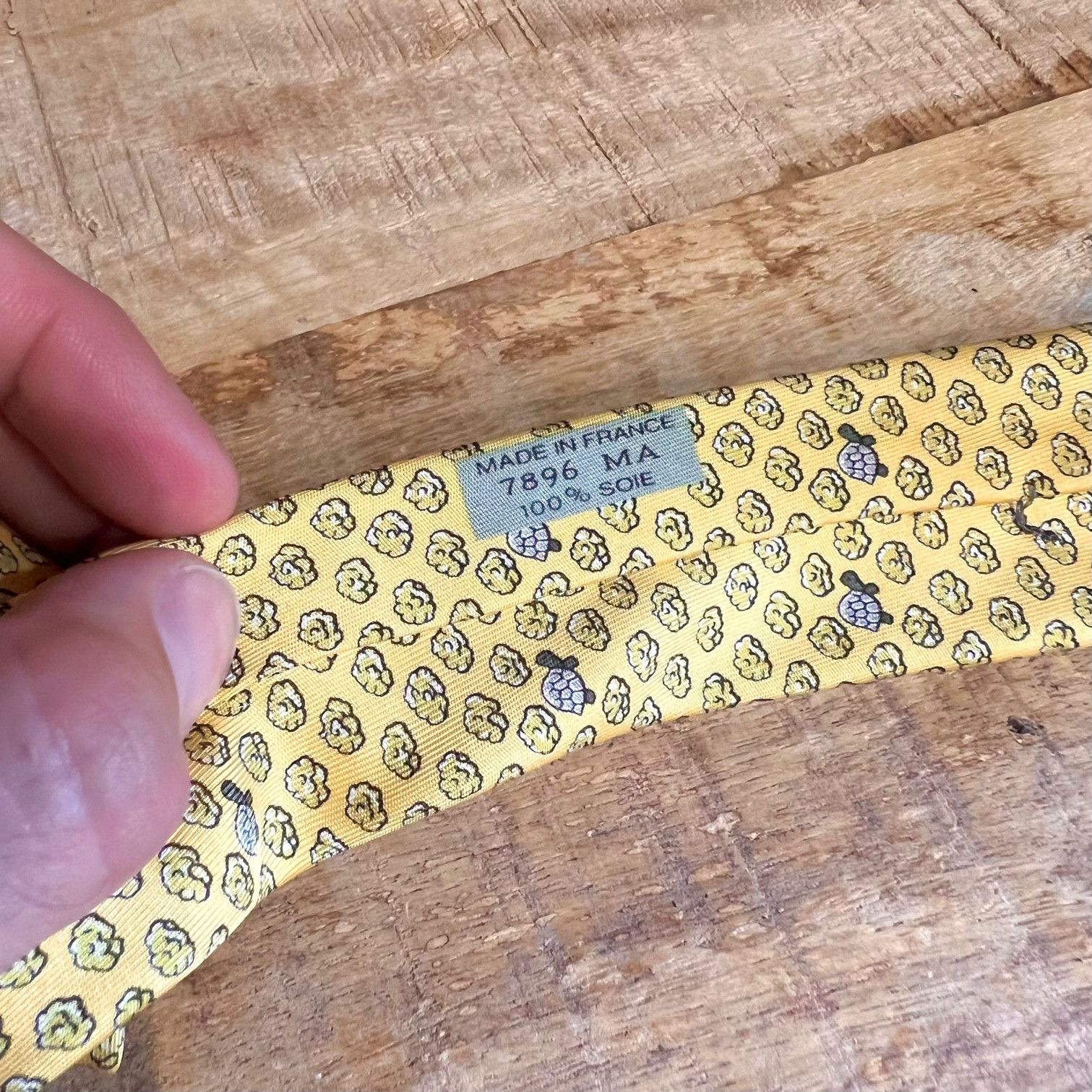 Hermes Hermès Yellow Turtle Print Silk Tie Size ONE SIZE - 7 Thumbnail