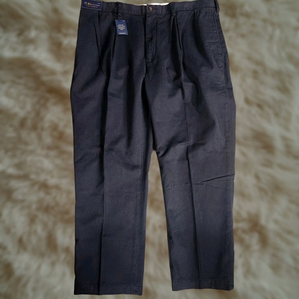 Polo Ralph Lauren Vintage Polo Ralph Lauren Pants 40x30 Navy Classic Pleated Chino New! Mens Size US L / EU 52-54 / 3 - 1 Thumbnail