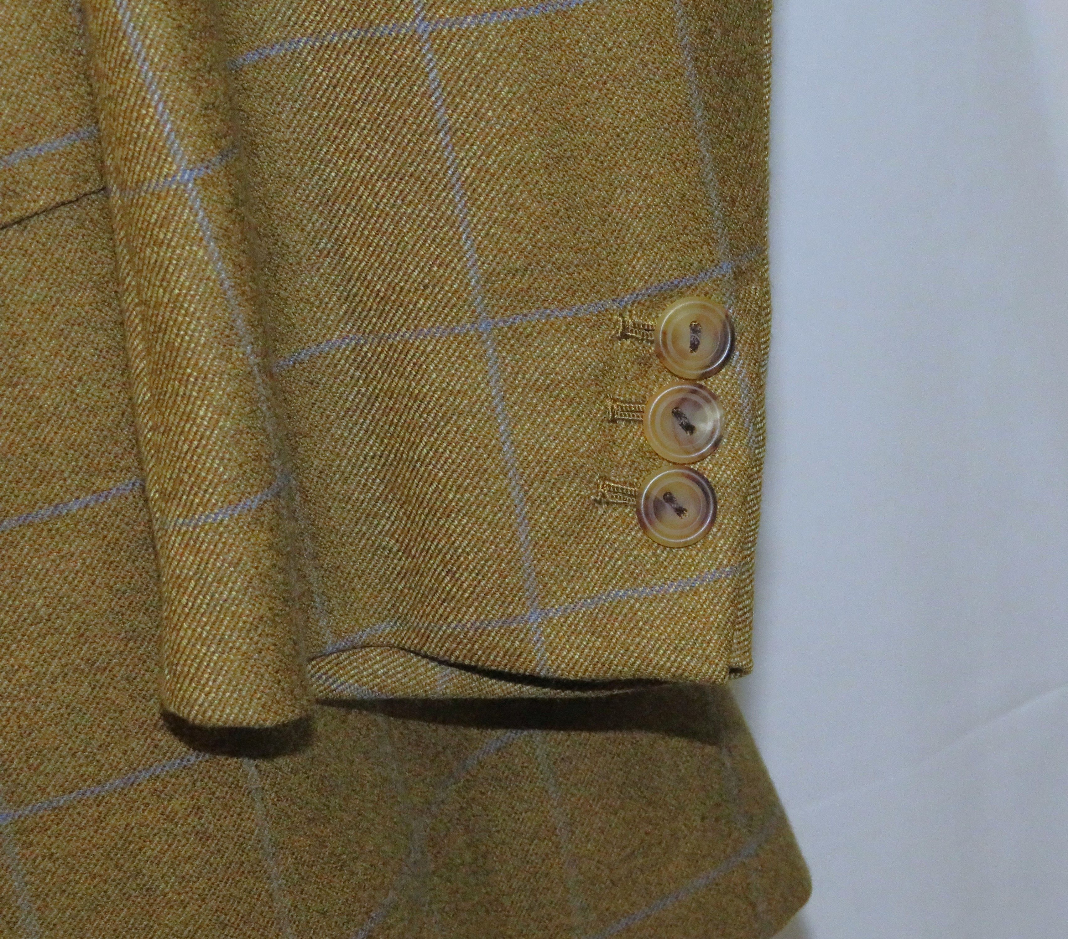 Henry Poole × Savile Row Bespoke Brown Windowpane Two Button 48XL Size 48L - 8 Thumbnail