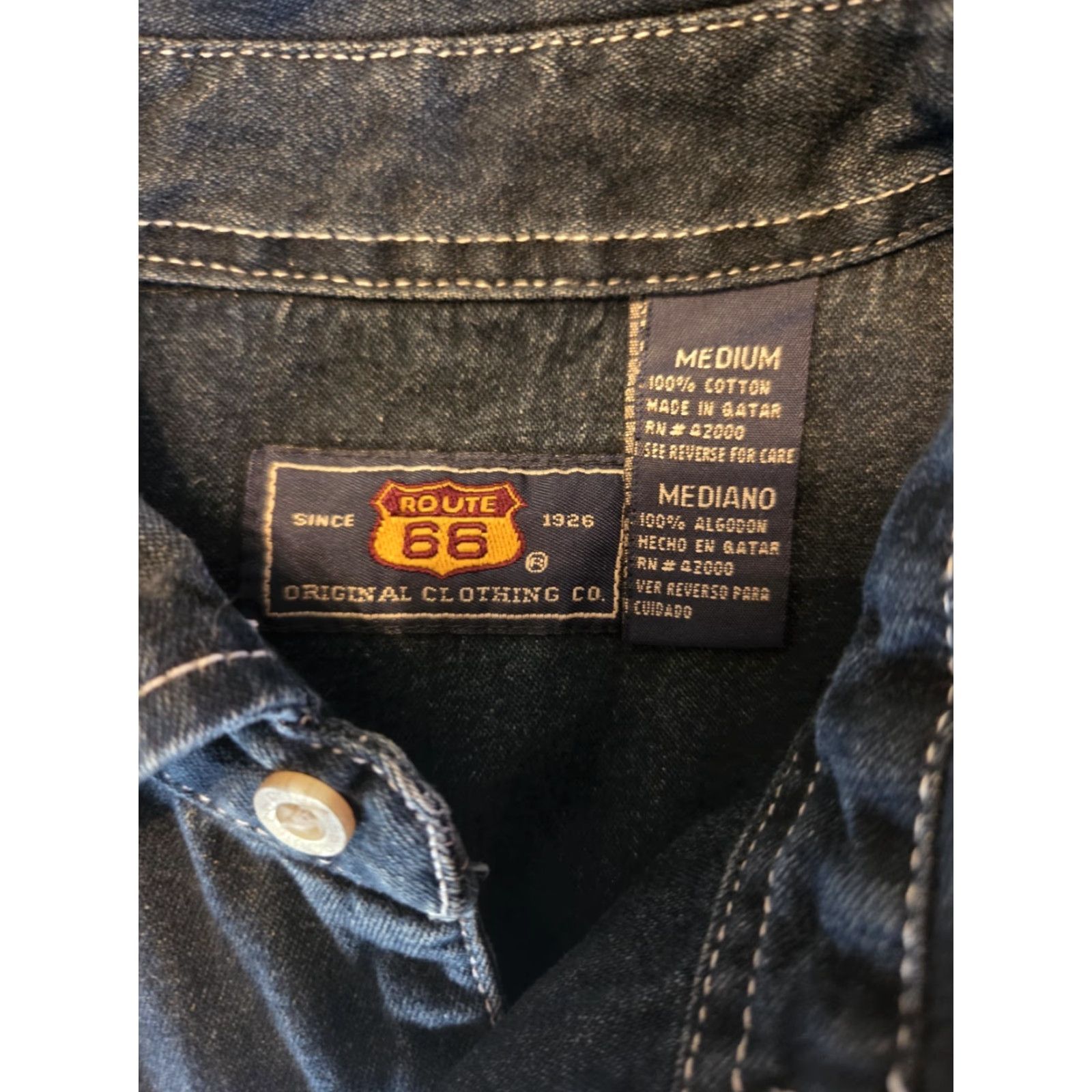 Route 66 VINTAGE Route 66 Mens Shirt Denim Size M Western Workwear Pearl Snap Pockets Size US M / EU 48-50 / 2 - 7 Thumbnail