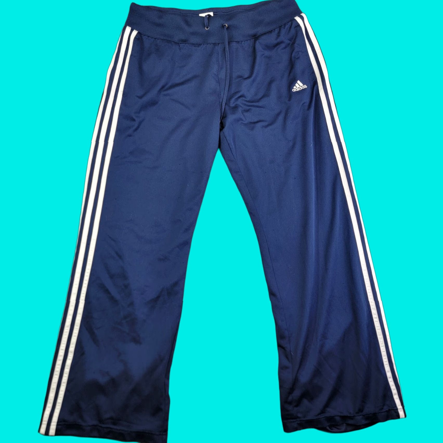 Adidas Adidas 3 Stripes Track Pants Navy Blue Athletic Workout Men's L Baggy y2k Pants Size US 33 - 1 Thumbnail