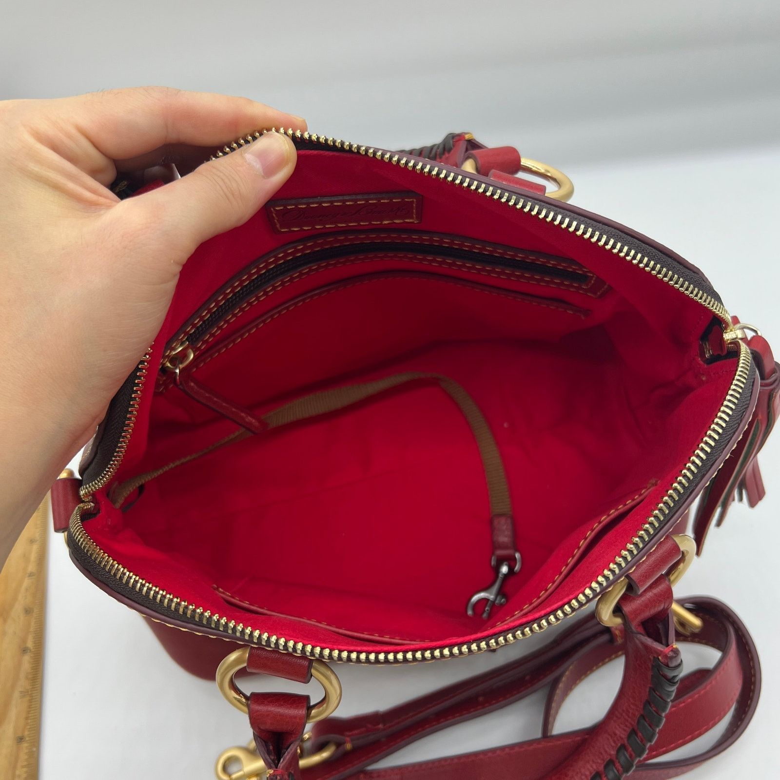 Dooney & Bourke Dooney & Bourke Florentine Leather Domed Purse Red Color Size ONE SIZE - 3 Thumbnail