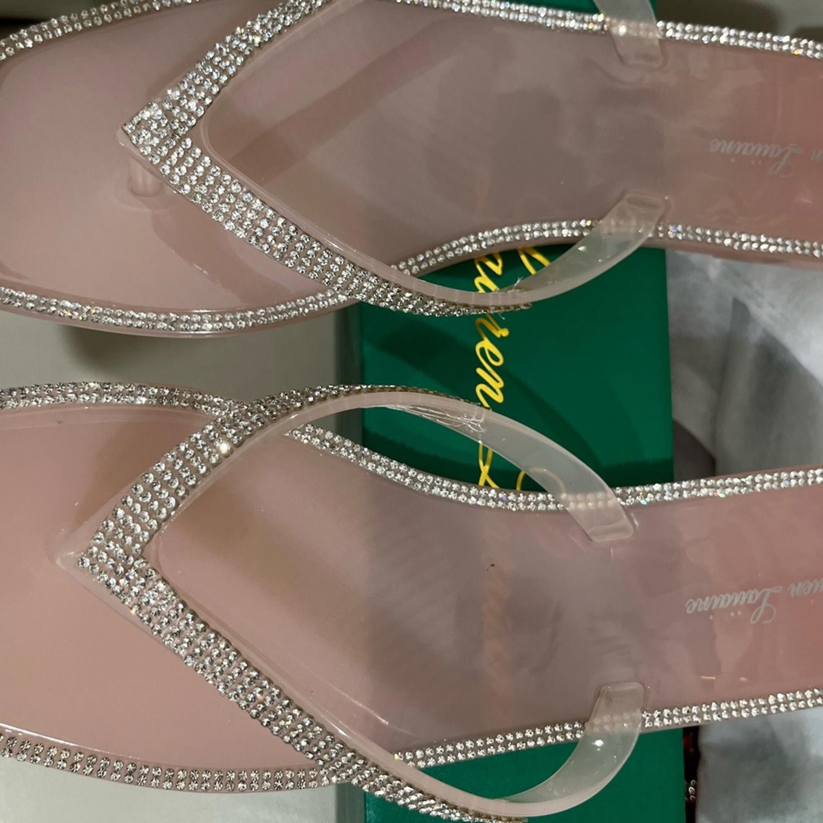 Other Lauren Lorraine Pink Rhinestone Sandals Size US 8 / IT 38 - 3 Thumbnail