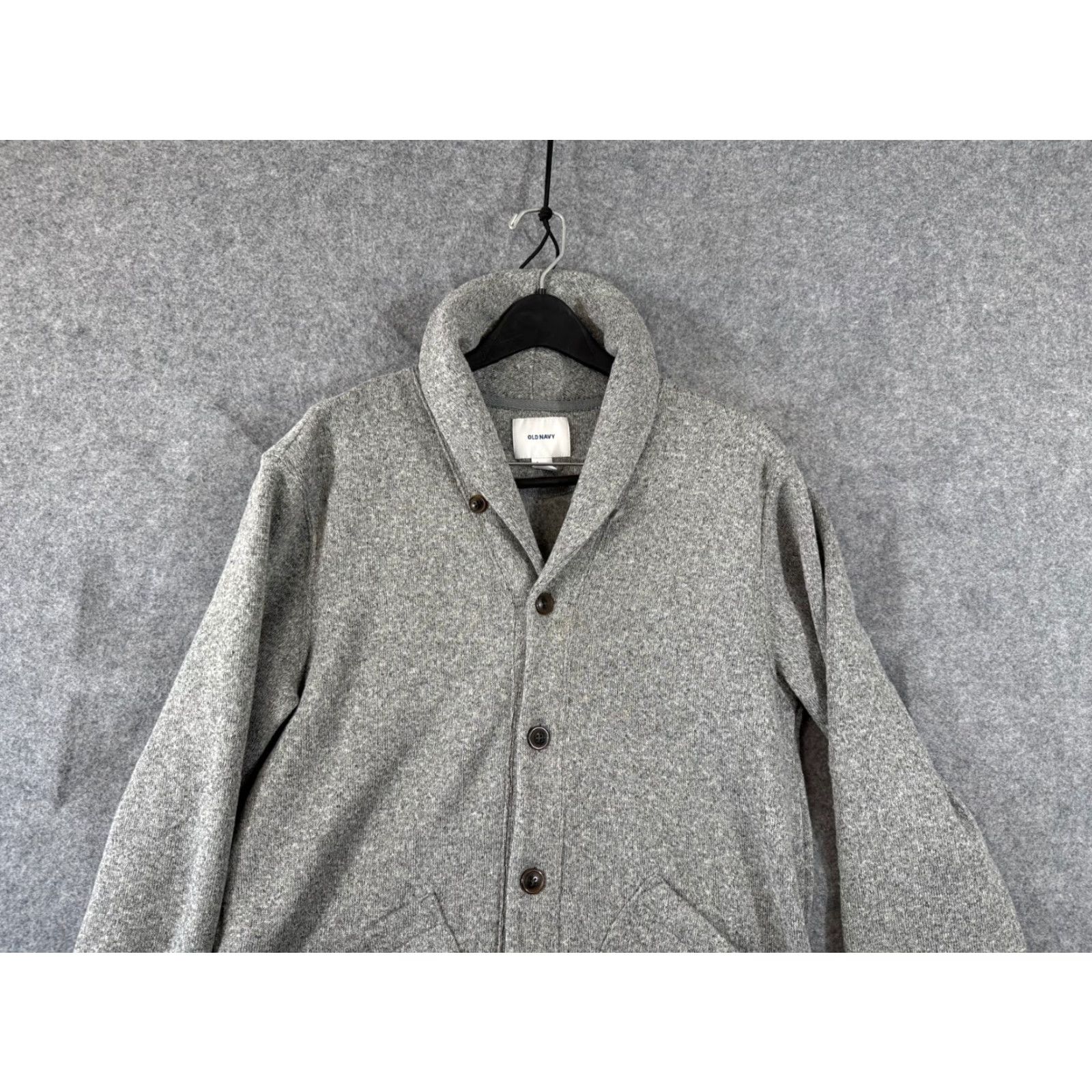 Old Navy VINTAGE Old Navy Cardigan Sweater Mens L Heather Gray Shawl Collar Button Front Thermal Size US L / EU 52-54 / 3 - 2 Thumbnail