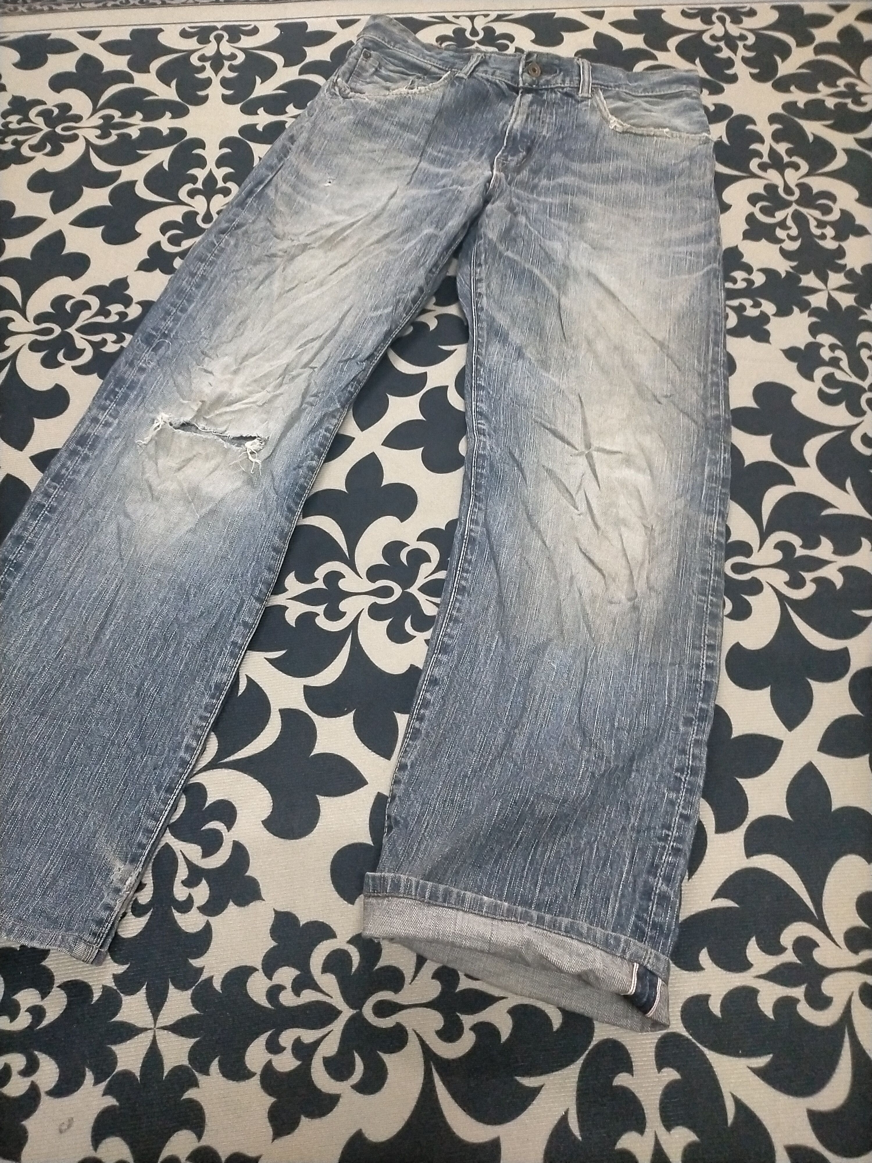 Edwin × If Six Was Nine 🔥Sick🔥Edwin 505 Ripped Distressed Selvedge Jeans Size US 31 - 4 Thumbnail