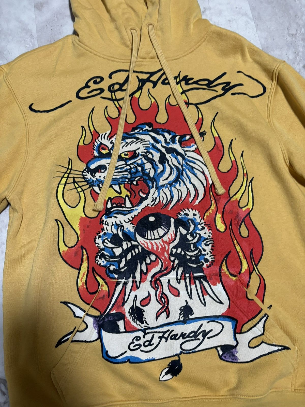 Ed Hardy Yellow Ed Hardy Hoodie With Front & Back Design Size US S / EU 44-46 / 1 - 1 Thumbnail