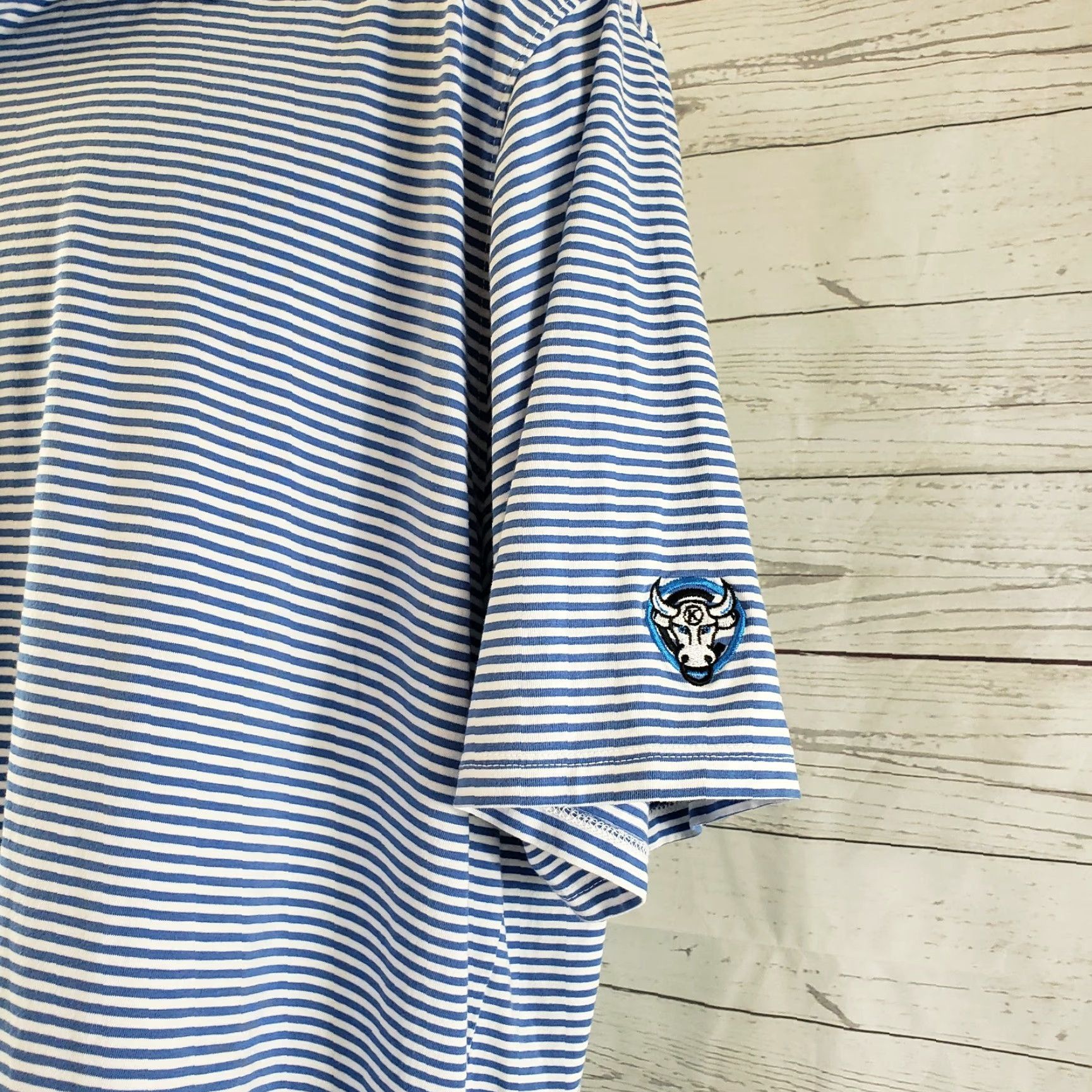 Vintage B. Draddy Polo Shirt Mens 2XL Blue White Stripe Short Sleeve Shirt Polo Size US XXL / EU 58 / 5 - 3 Thumbnail