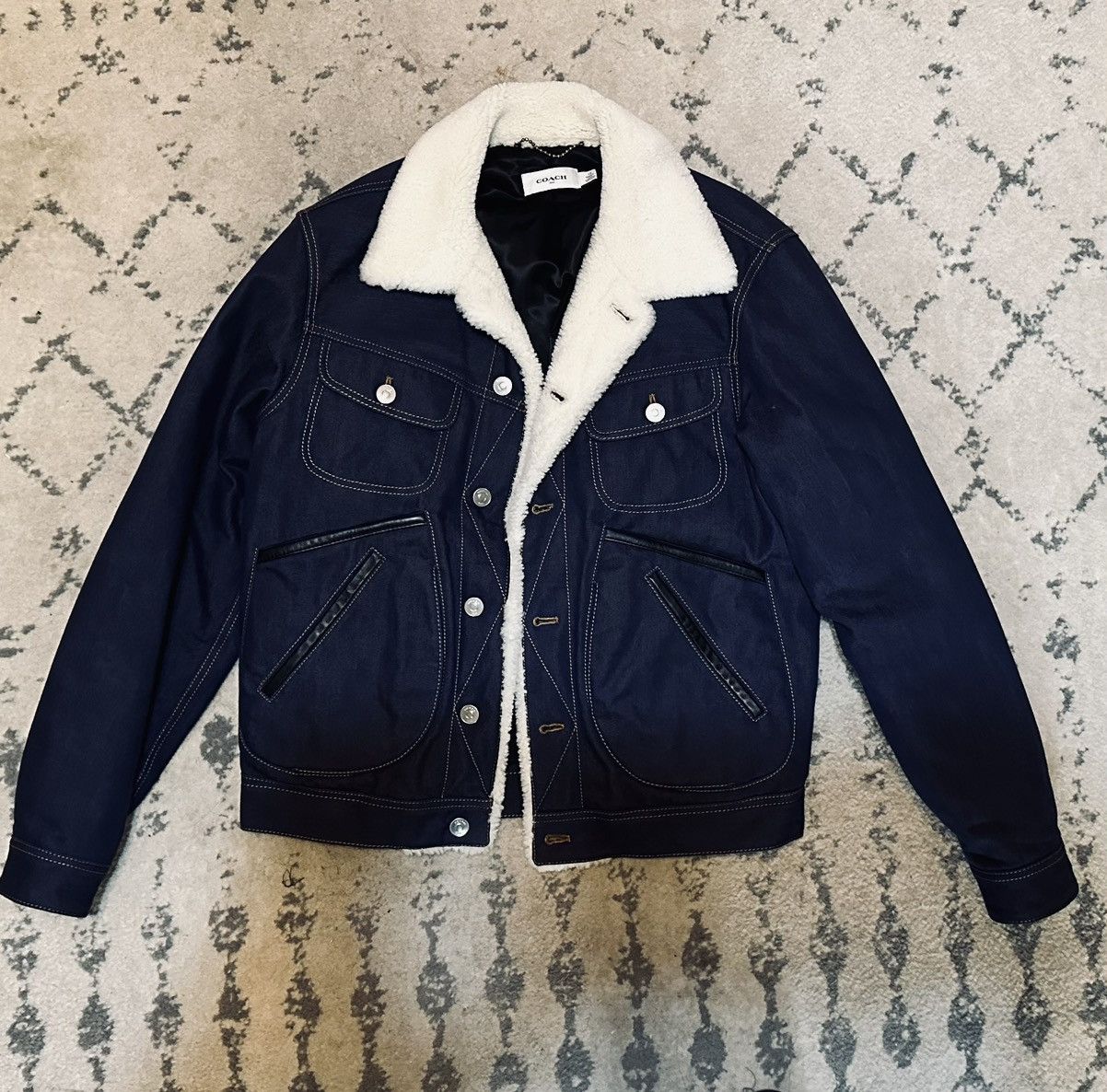 Coach Coach Elbow Patch Denim Shearling Jacket Size US M / EU 48-50 / 2 - 2 Thumbnail