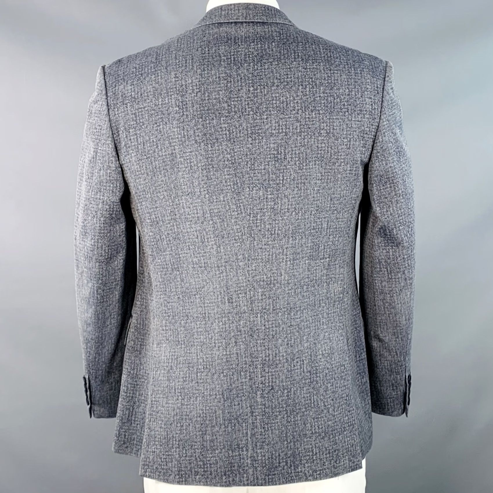 Bottega Veneta BOTTEGA VENETA Sport Coat Size 46 Navy White Melange Virgin Wool Notch Lapel Size US S / EU 44-46 / 1 - 4 Thumbnail