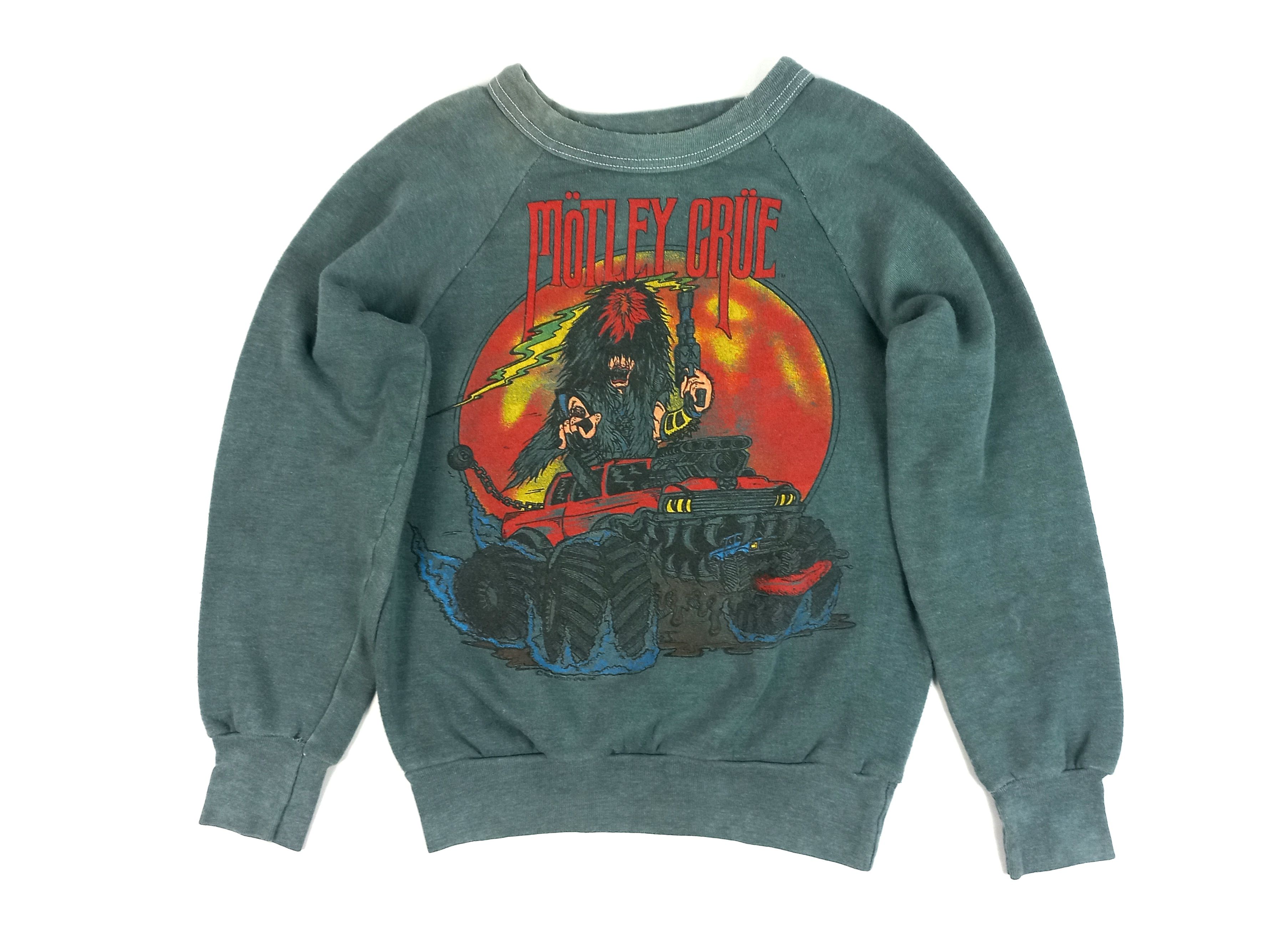 Pre-owned Band Tees X Made In Usa Motley Crue Band Vintage Sweatshirt 1988 In Grey/light Blue