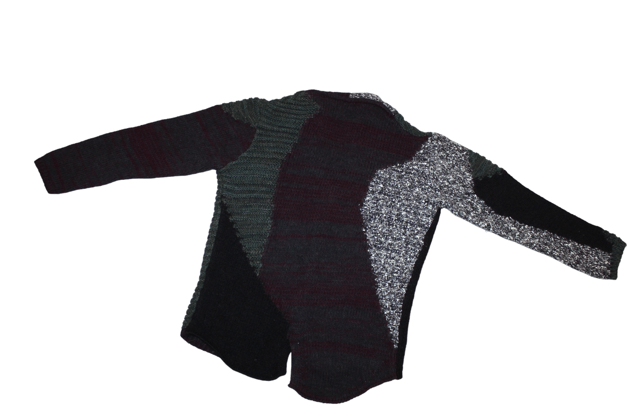 Takeshy Kurosawa Takeshy Kurosawa Patchwork Asymmetric Wool Blend Cardigan Size US XXL / EU 58 / 5 - 7 Thumbnail